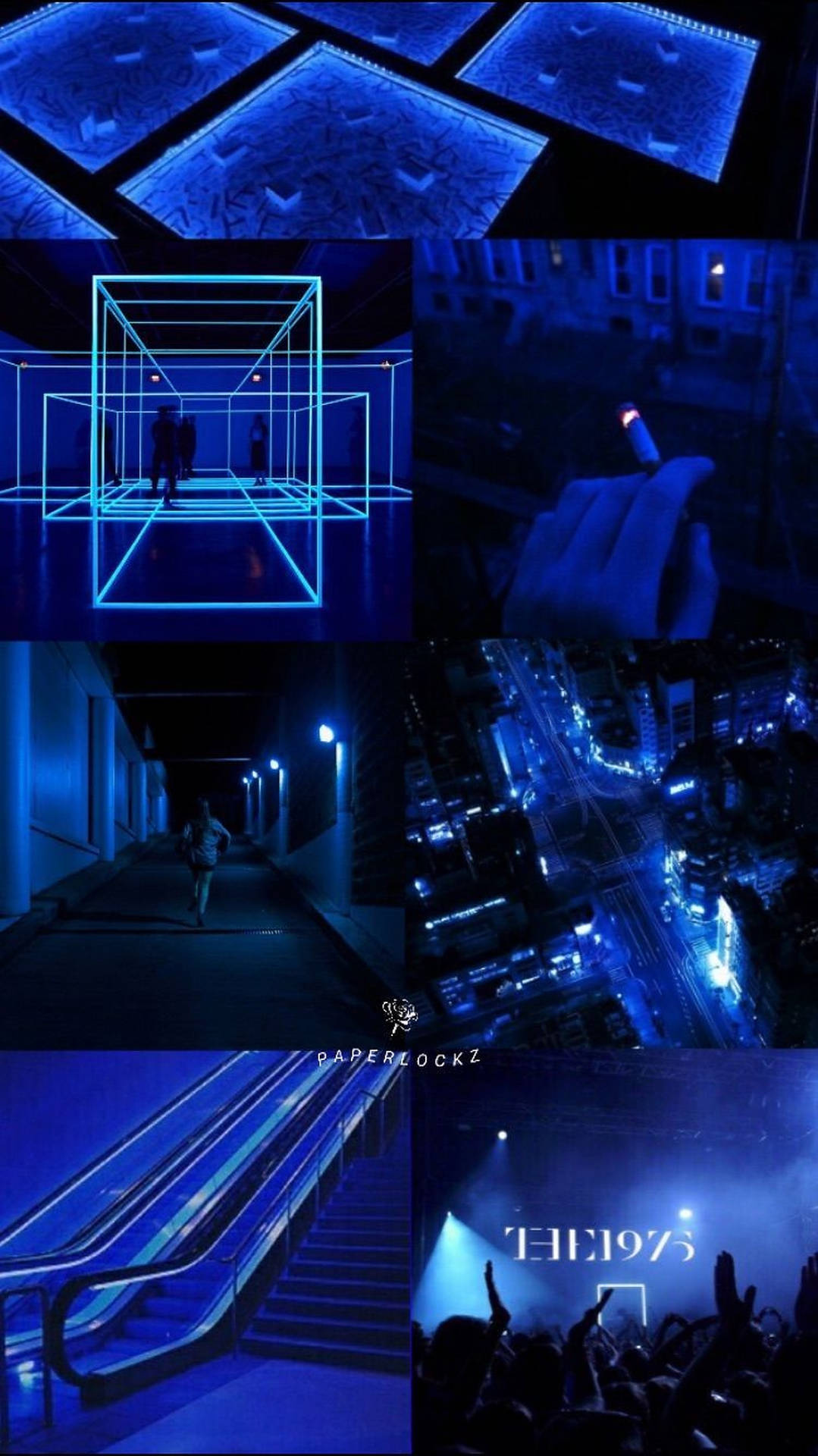 Iphone Neon Blue Aesthetic Collage Wallpaper