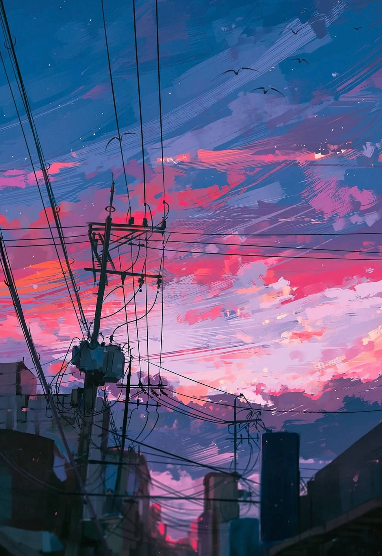 Iphone Pink Sunset Aesthetic Art Background