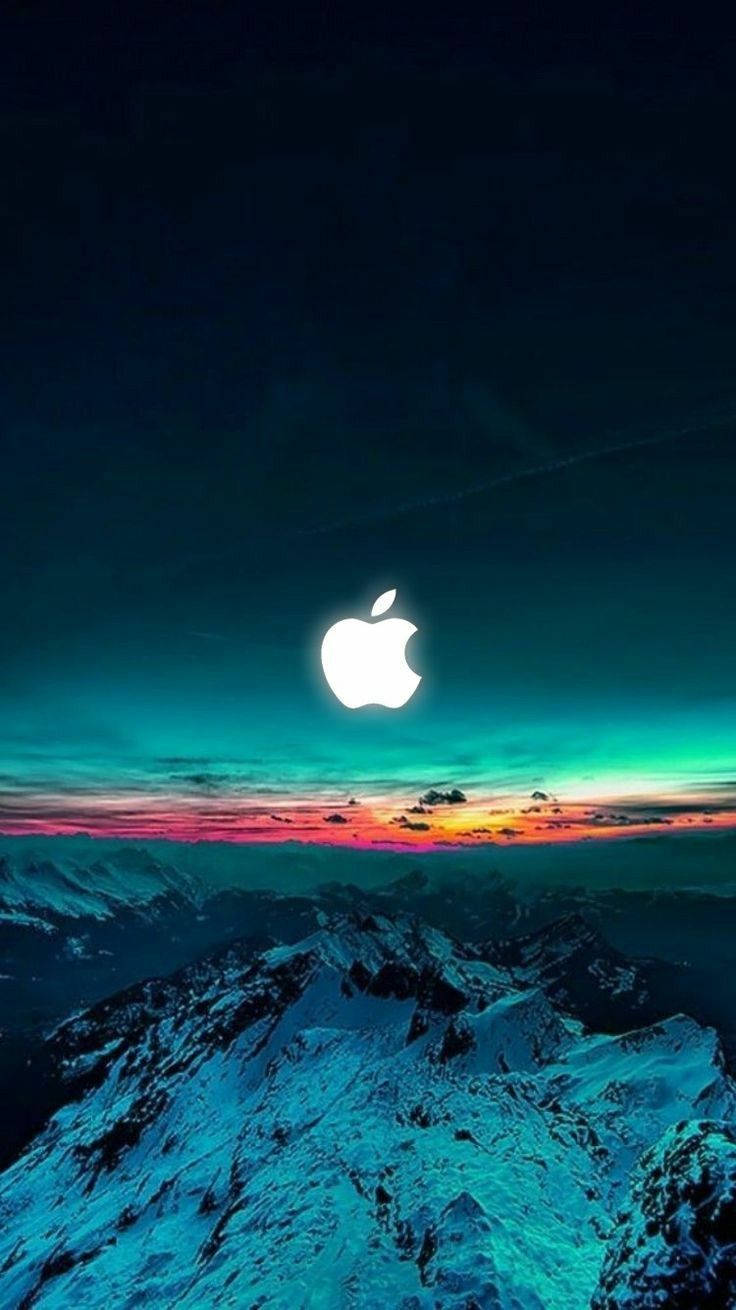 iPhone Apple-logo I Skyblå Farve. Wallpaper