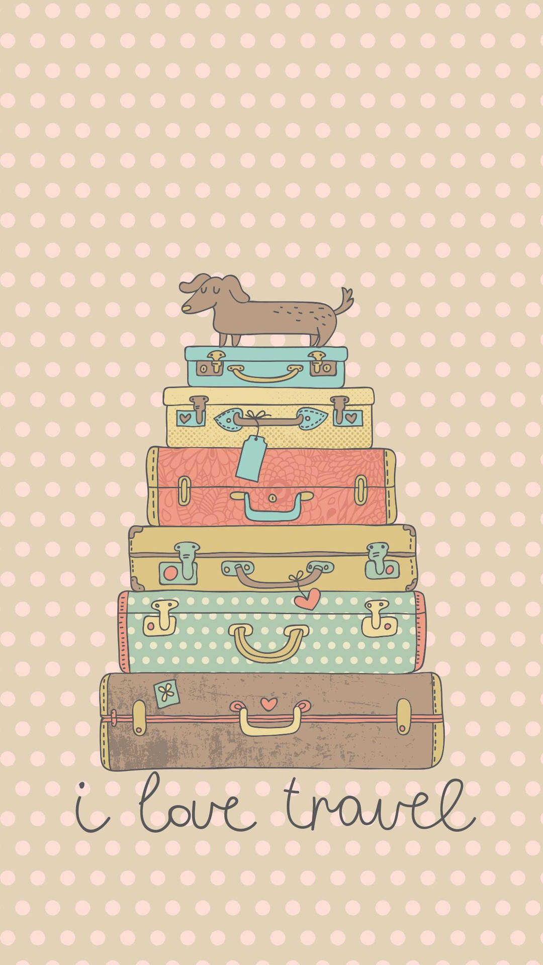Et stak af kufferter med en hund øverst Wallpaper