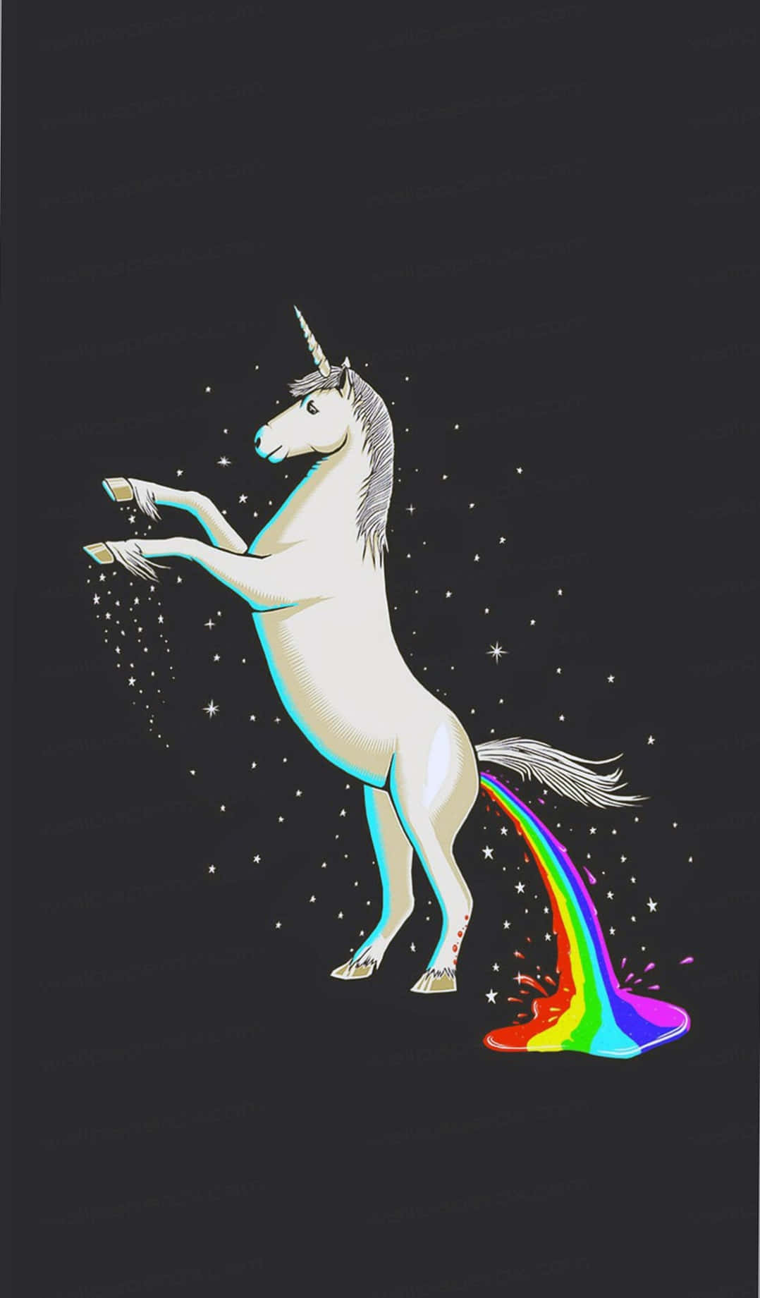 a unicorn with rainbow splatter on its back Wallpaper
