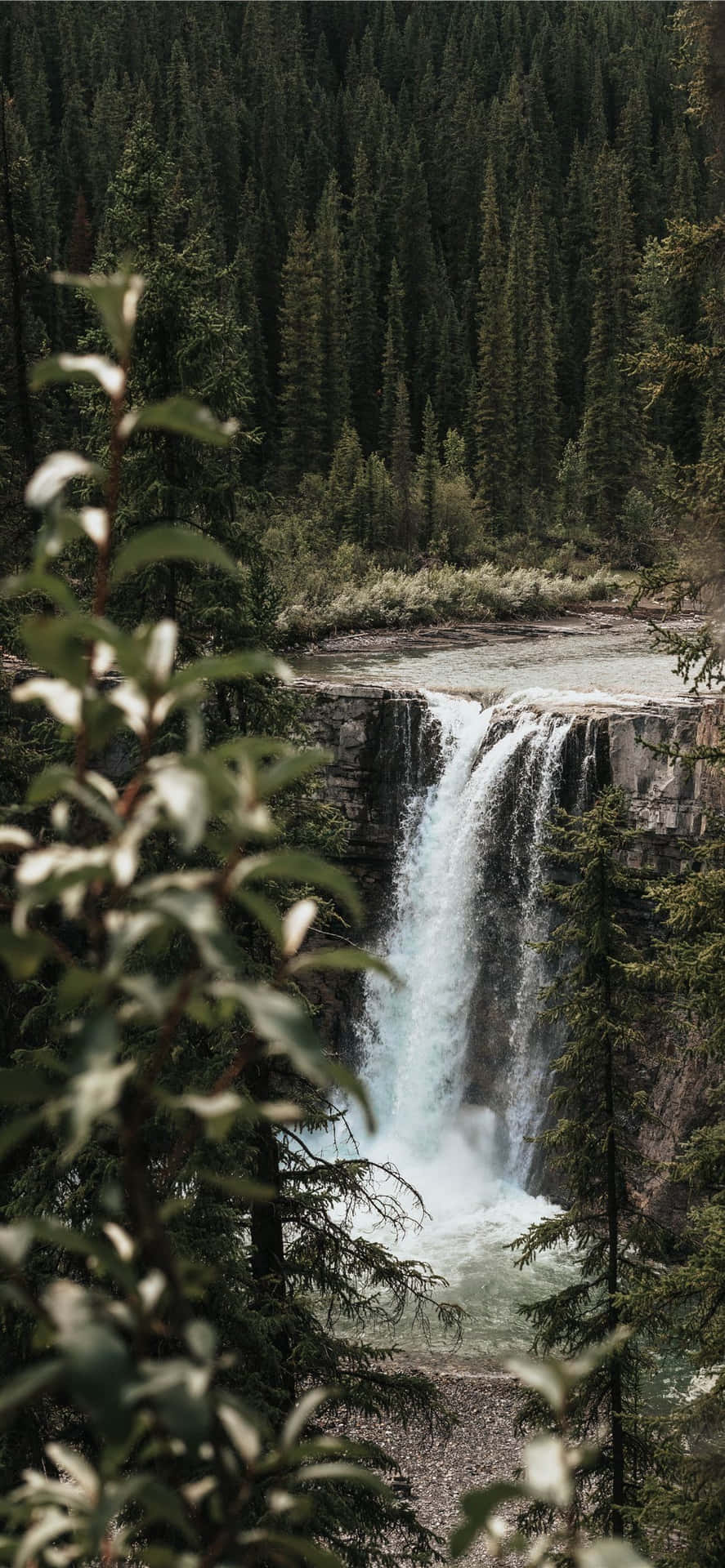 A Beautiful Waterfall View on an iPhone Wallpaper