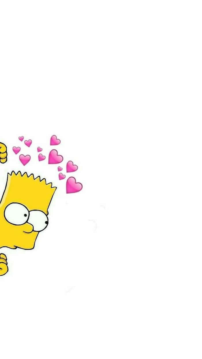 The Simpsons Cartoon Character Is Flying With Hearts