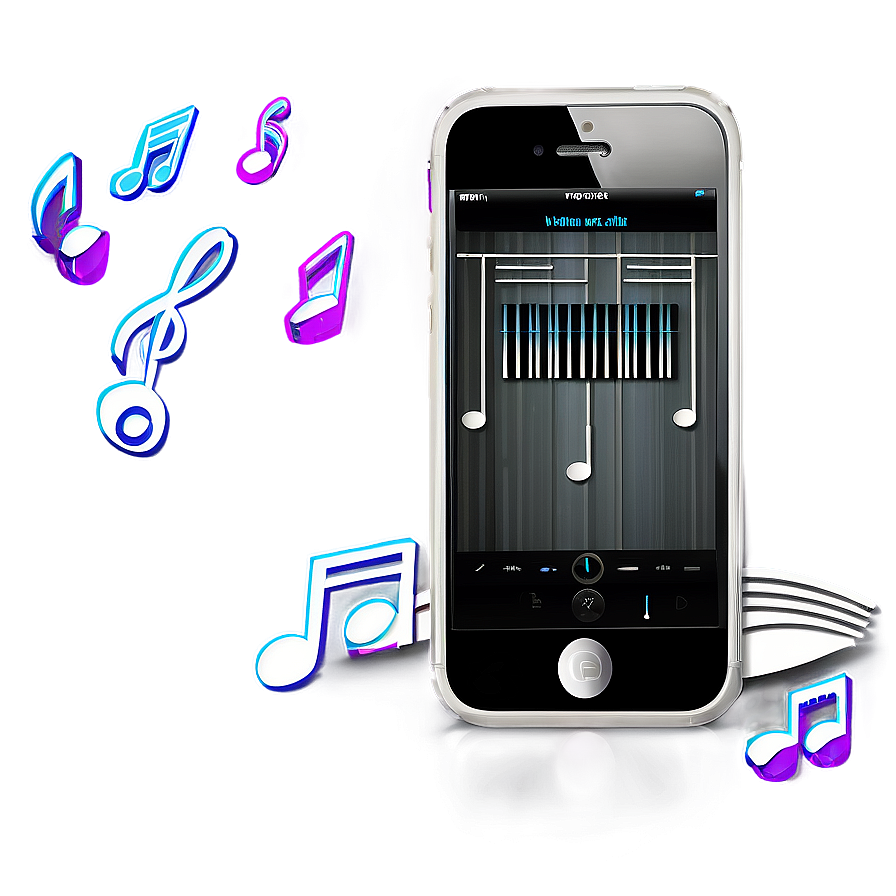 Iphone With Music Notes Floating Png Omg95 PNG