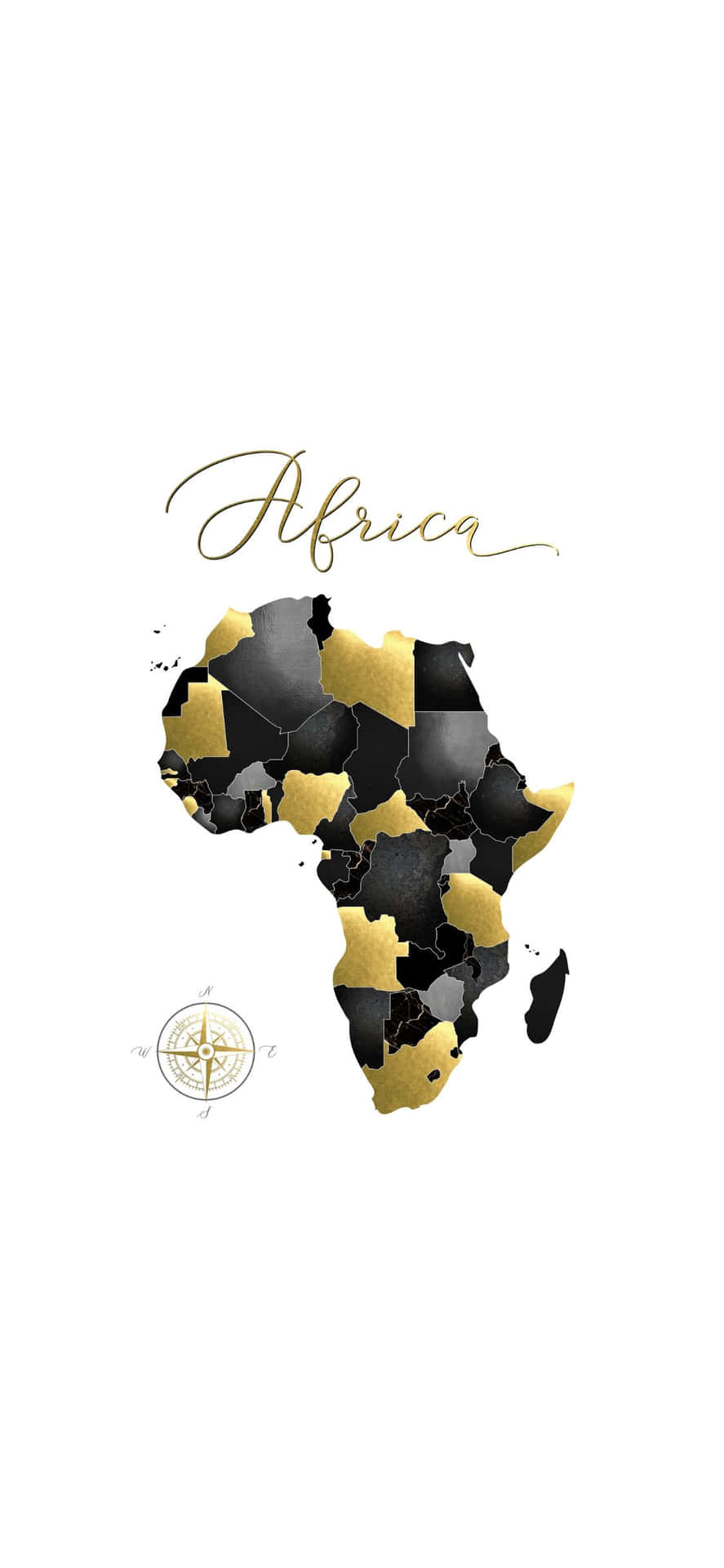 a map of africa with gold and black balls