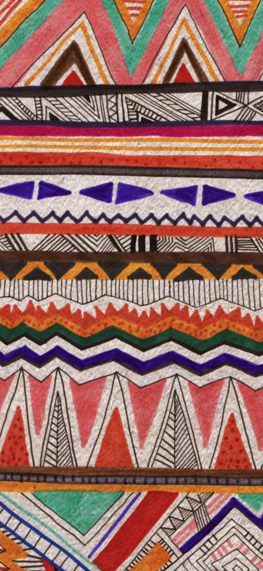 a colorful drawing of a tribal pattern