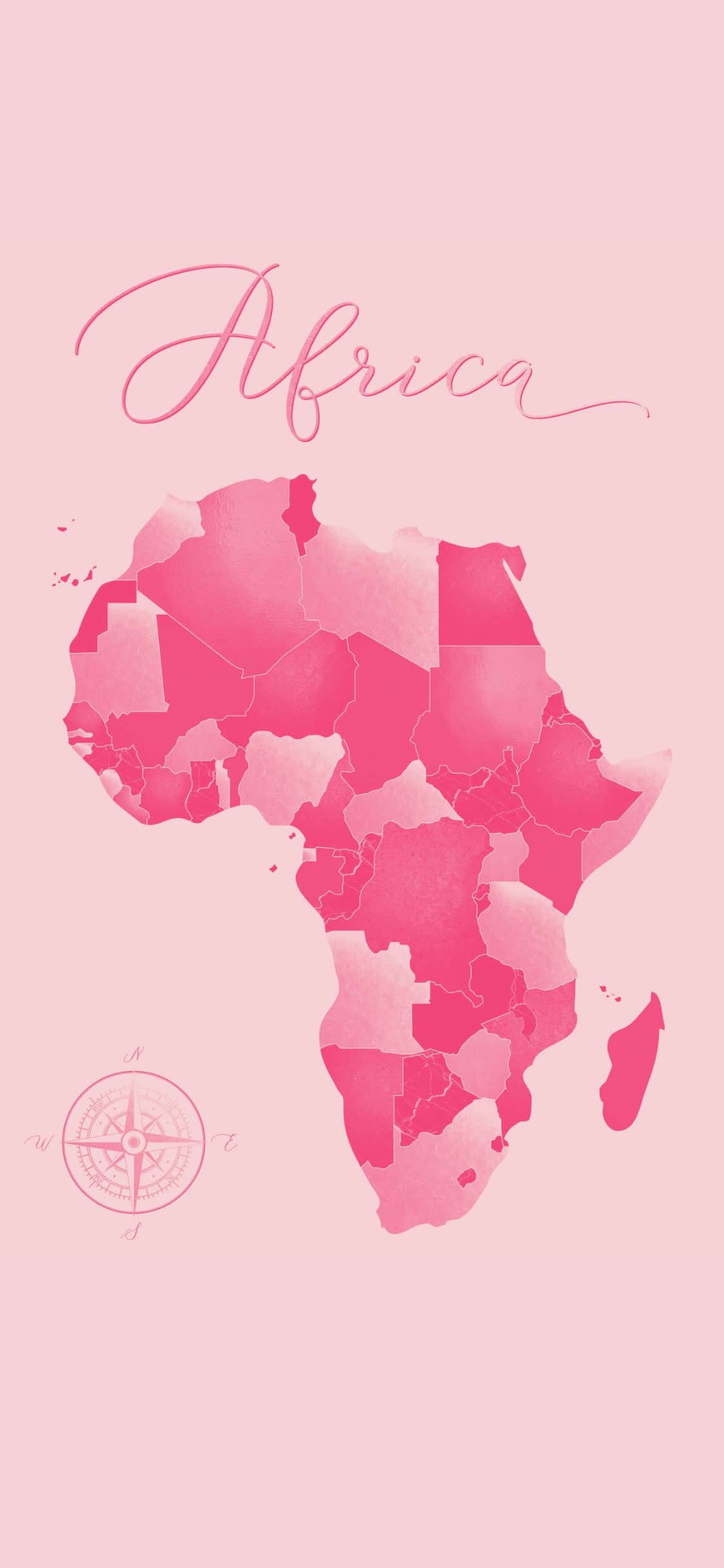 africa map in pink watercolor