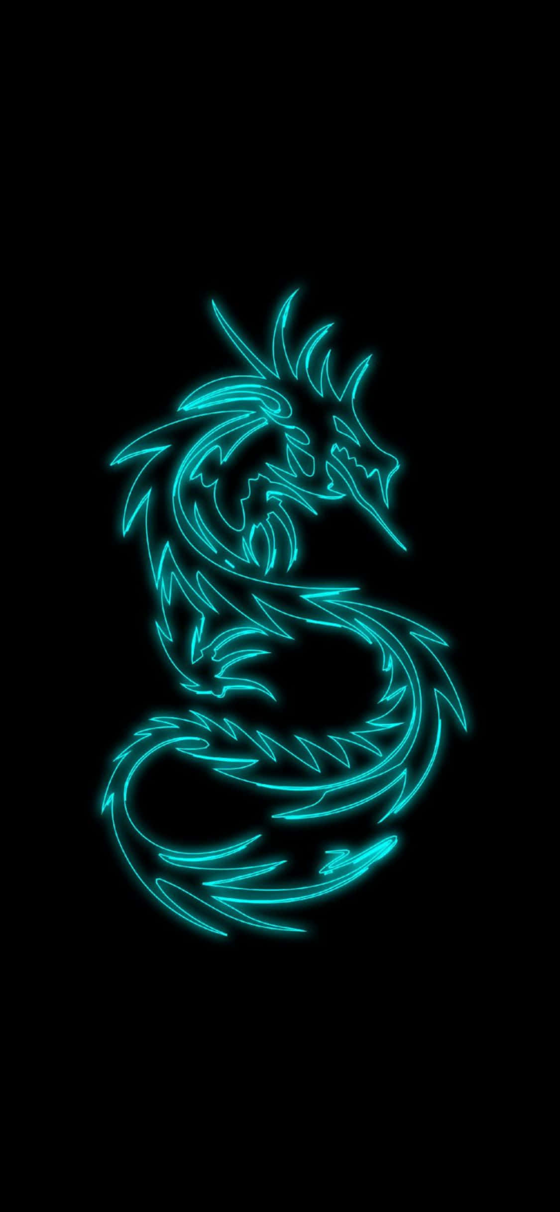 A Blue Dragon On A Black Background