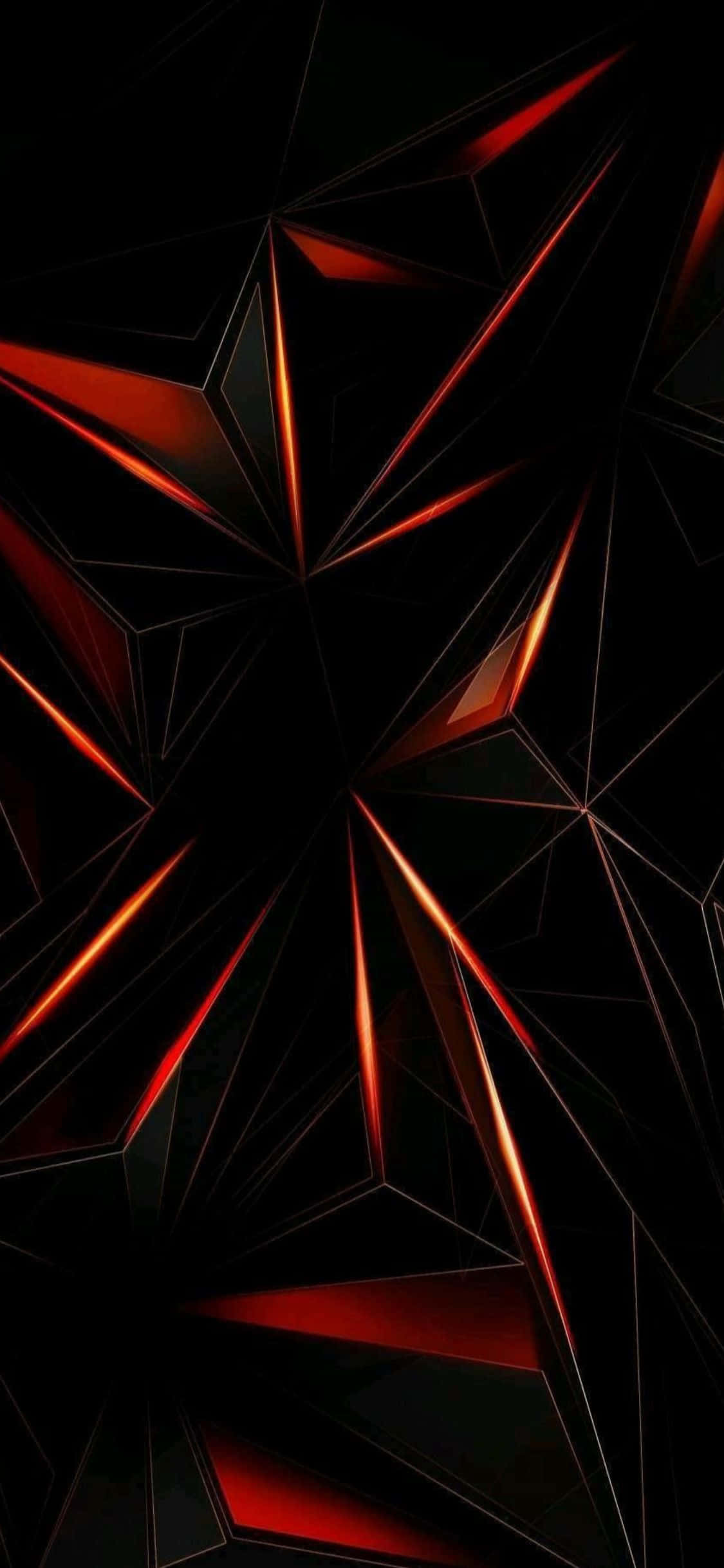 A Black Background With Red And Black Triangles