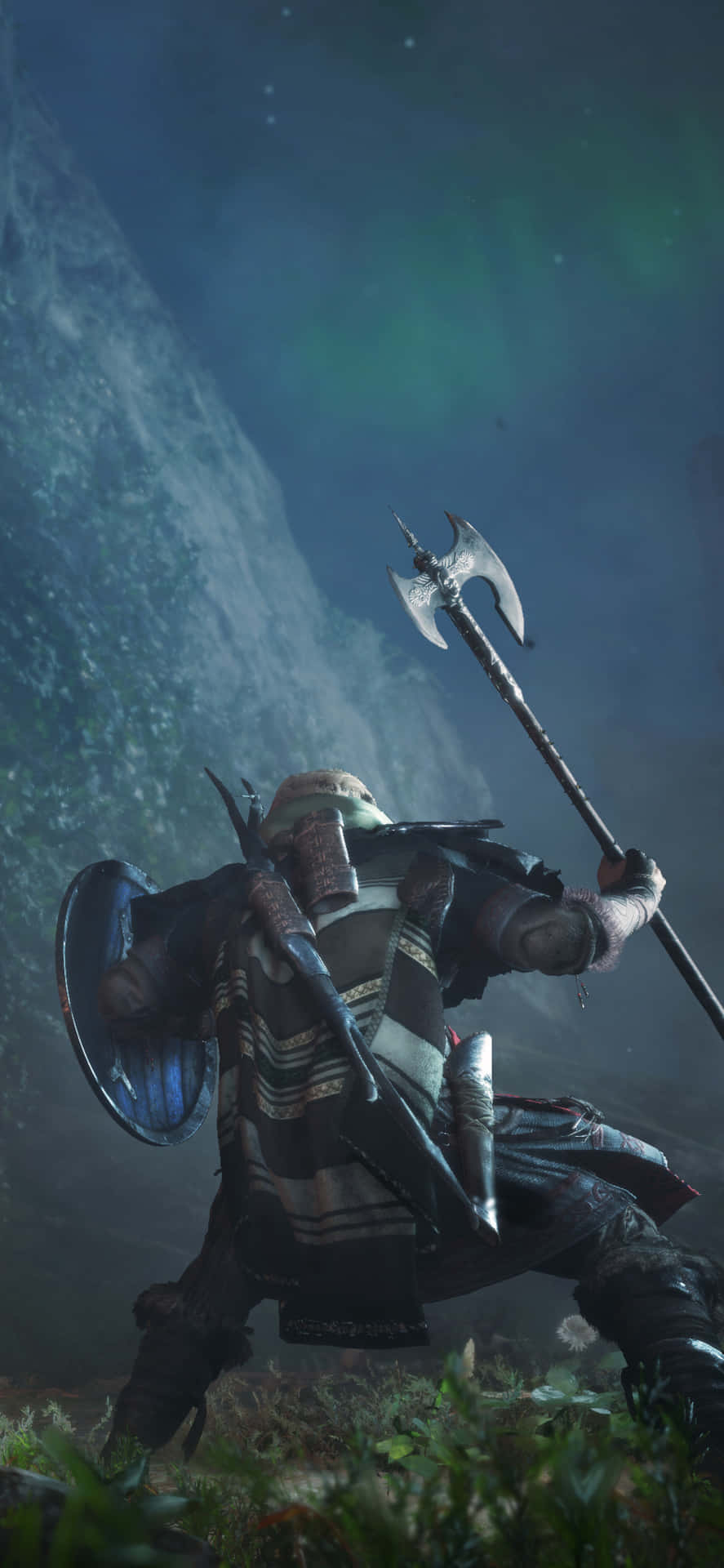 Sfondoiphone X Di Assassin's Creed Valhalla In Posizione Di Combattimento.