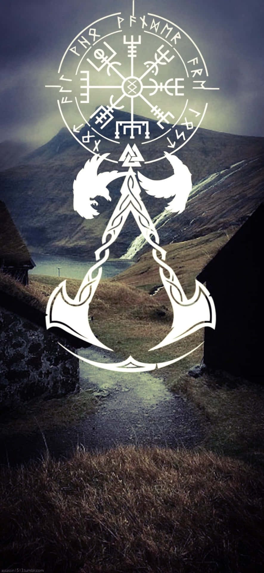 Iphonex-bakgrund Med Symbolen Från Assassin's Creed Valhalla.