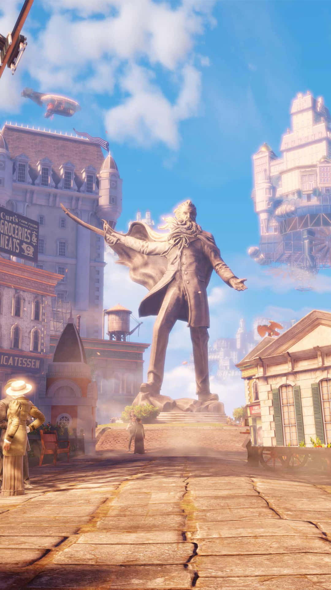Iphone X Bioshock Infinite Background Statue Of A Man Holding Sword