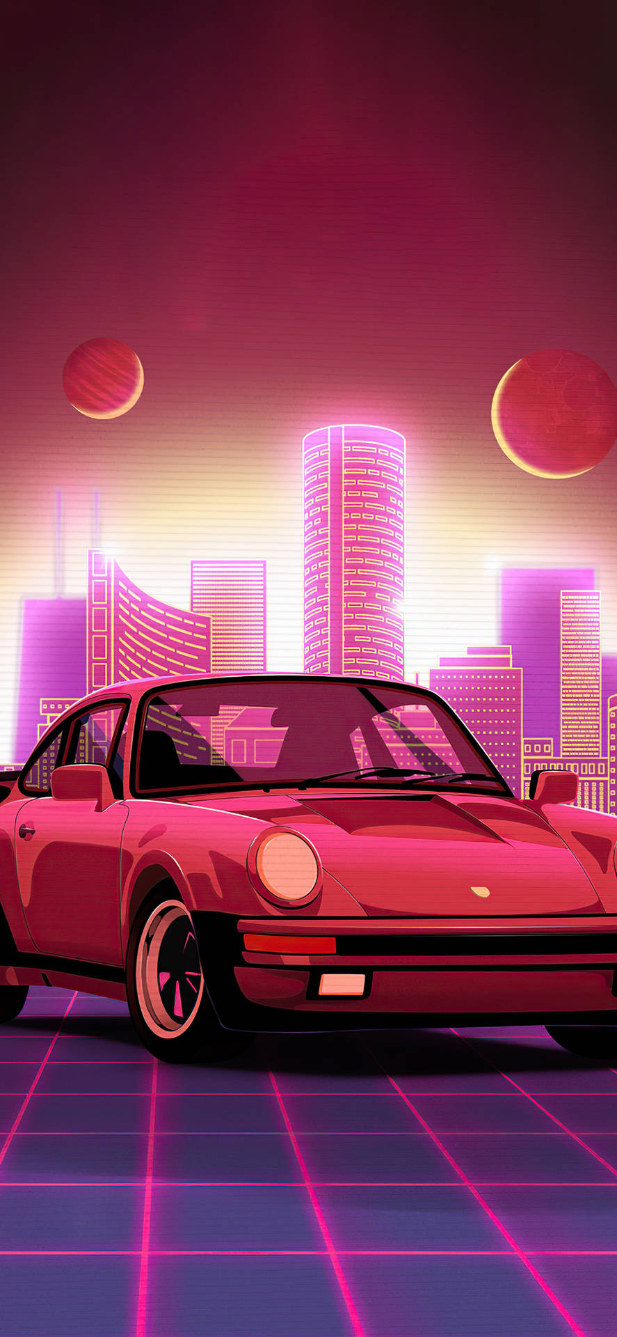 iPhone X Car Pink Vector Wallpaper