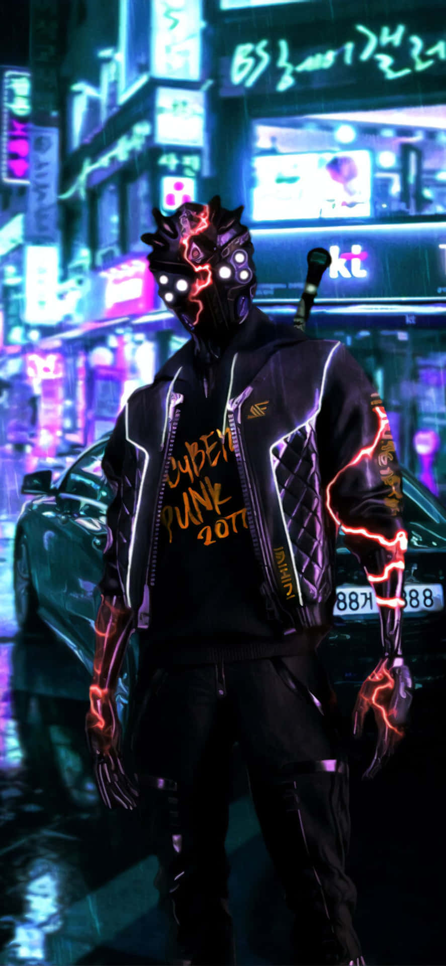 Iphone X Cyberpunk 2077 Background Black Cyborg Character 1242 x 2688 Background