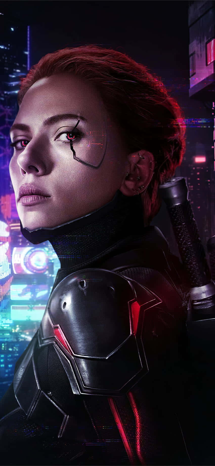 Iphone X Cyberpunk 2077 Baggrund Scarlett Johansson Redigeret