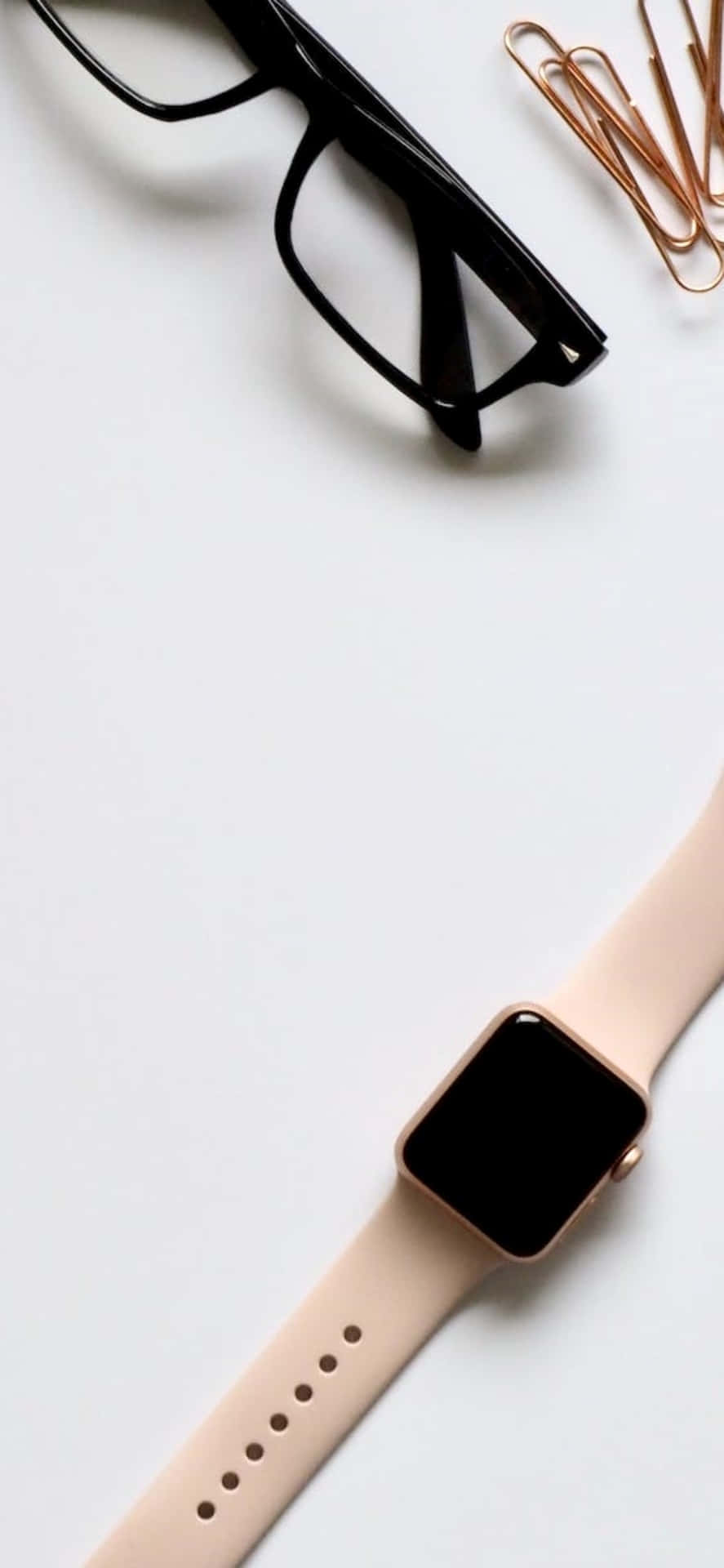Iphone X Desk Background Eyeglasses And an iWatch