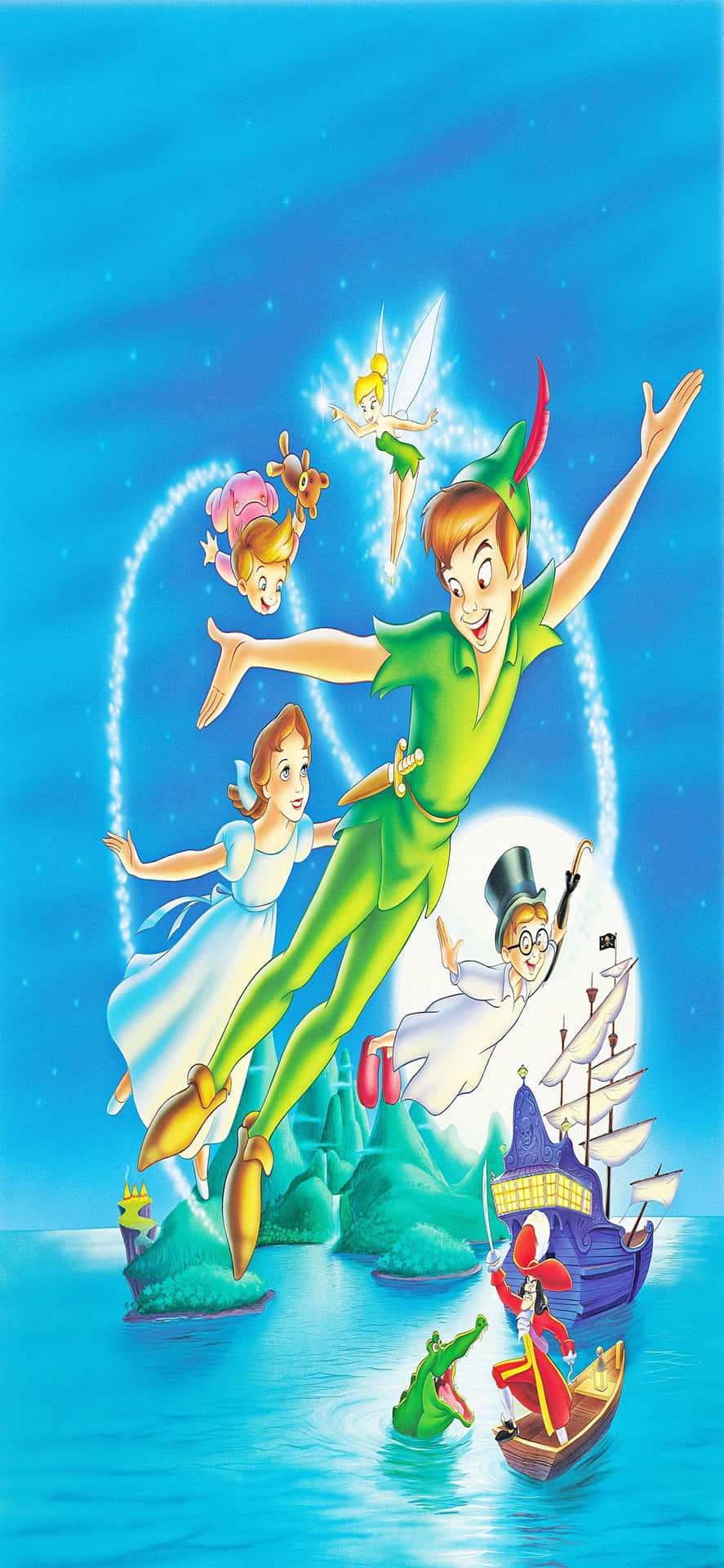 Iphonex Disney Bakgrund Med Wendy Och Peter Pan.