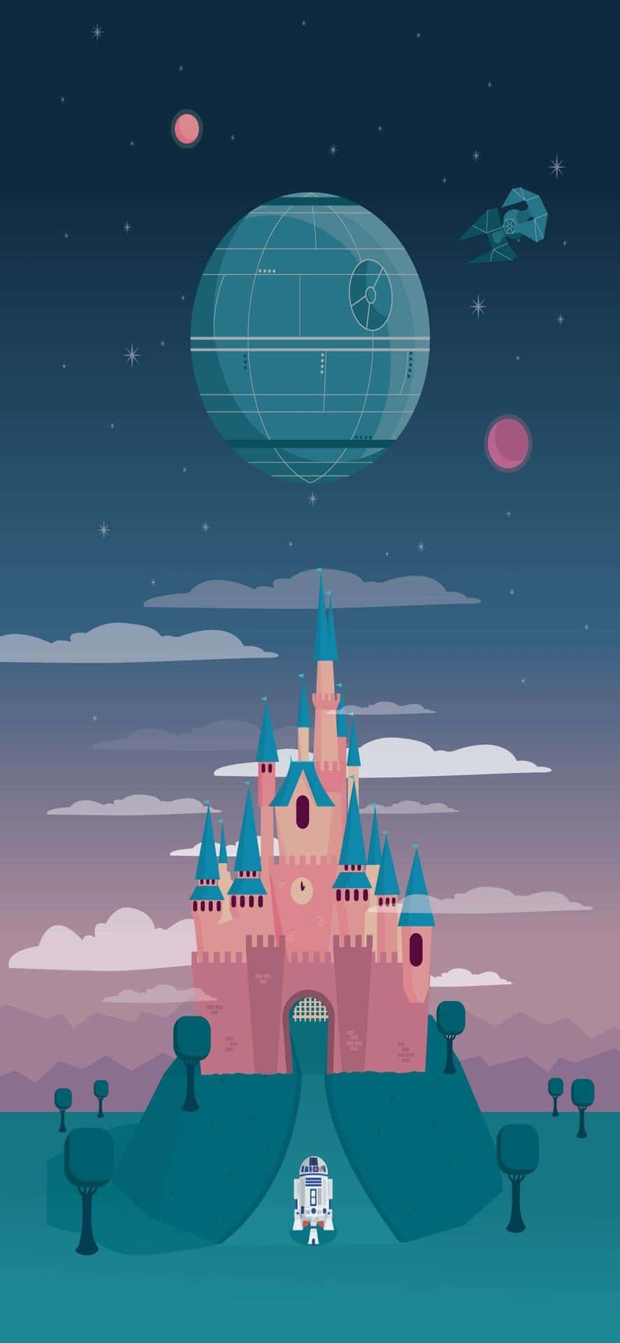 Iphonex Disney-bakgrund Med Aska-slottet.