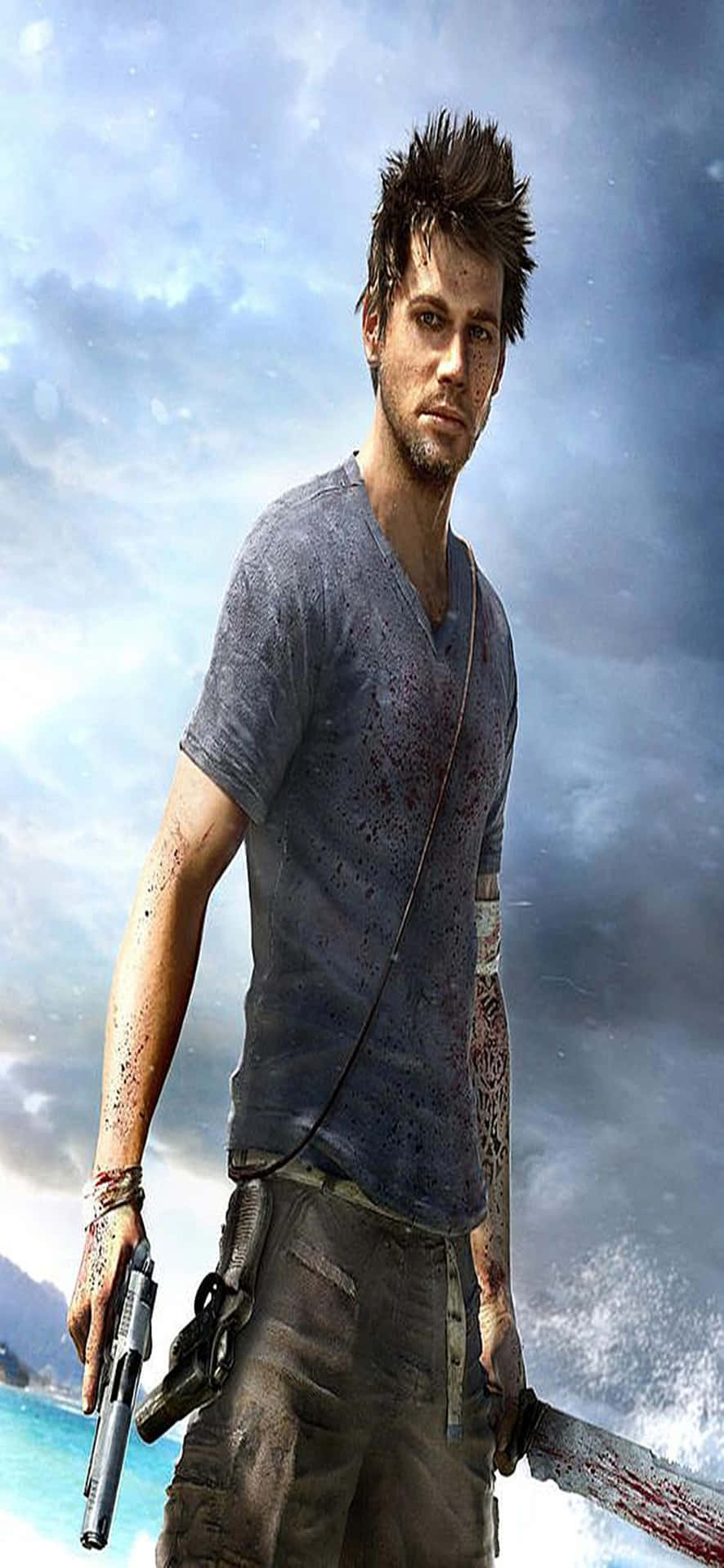 Fondode Pantalla Para Iphone X De Jason Brody Con Machete En Far Cry 3.