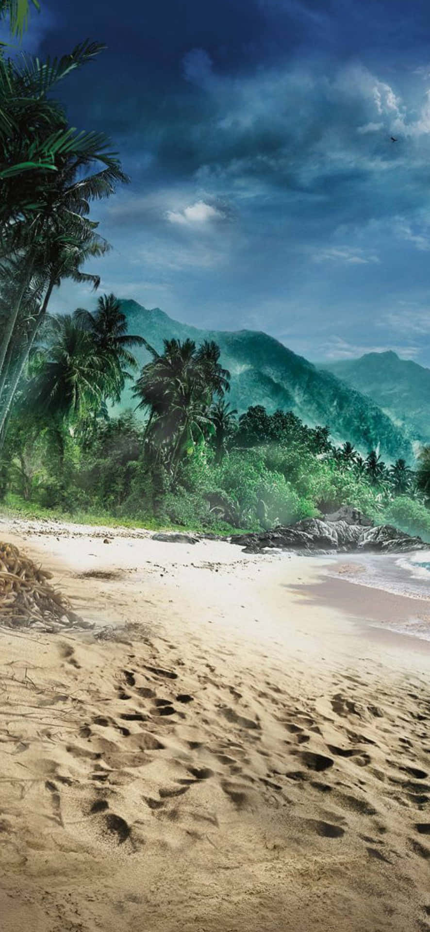 Fondode Pantalla Iphone X De Far Cry 3 Con Playa Y Árboles.