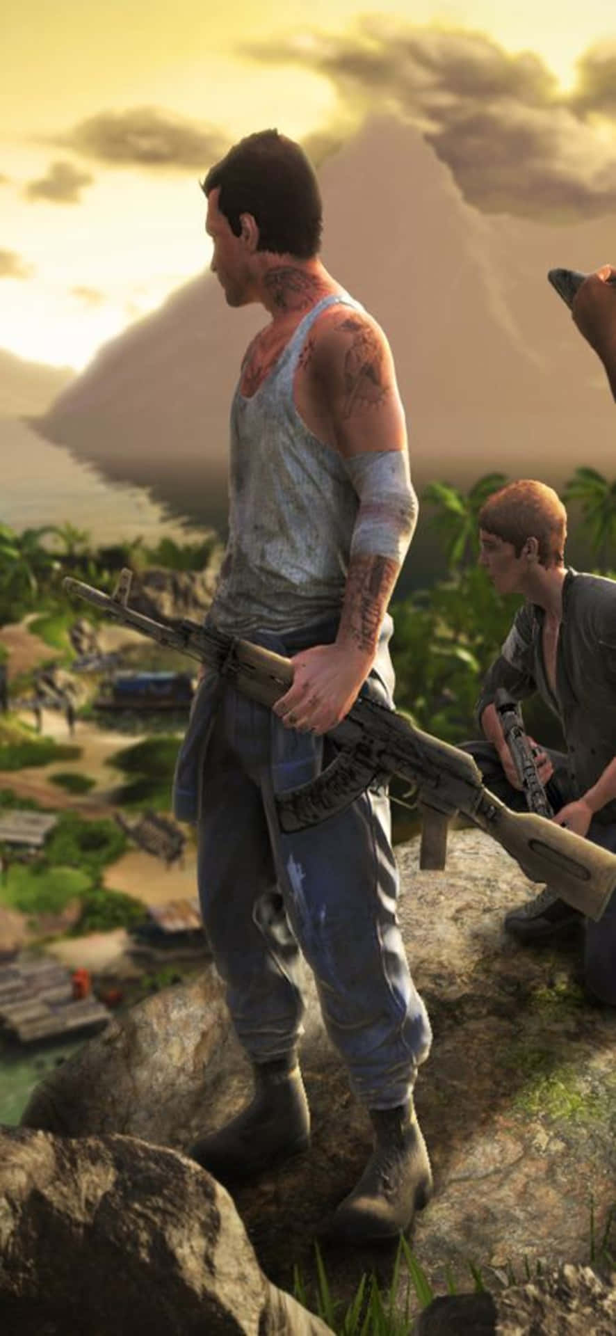 Iphonex Bakgrund Med En Nedslagen Karaktär Från Far Cry 3.