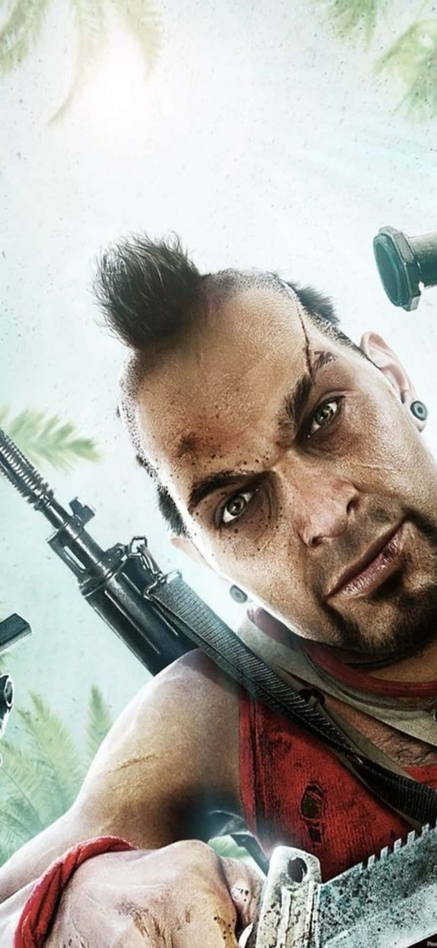Iphonex Bakgrund Med Far Cry 3 Motiv Med Vaas Montenegro Och Kniv.