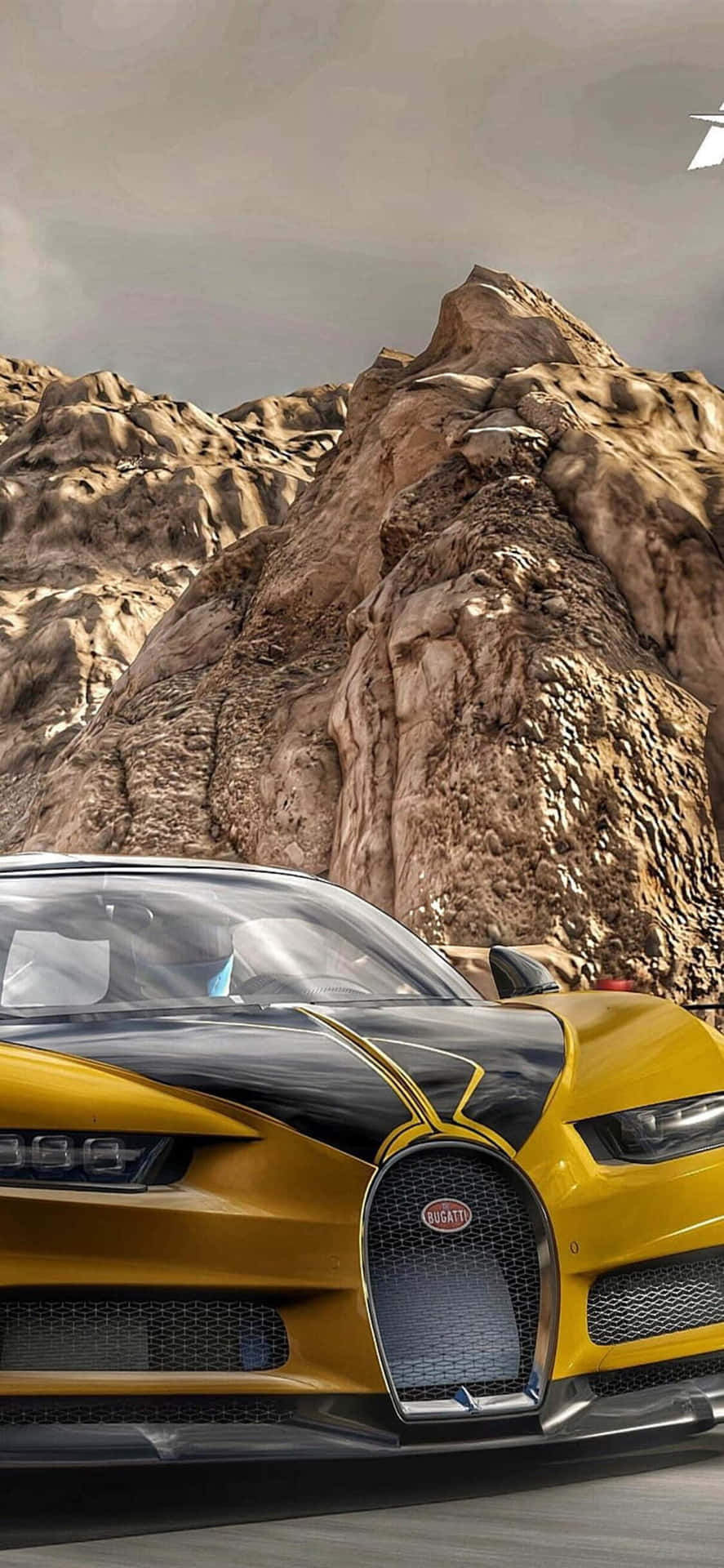 Fondode Pantalla De Forza Motorsport 7 Con Un Bugatti Veyron Amarillo Para Iphone X.