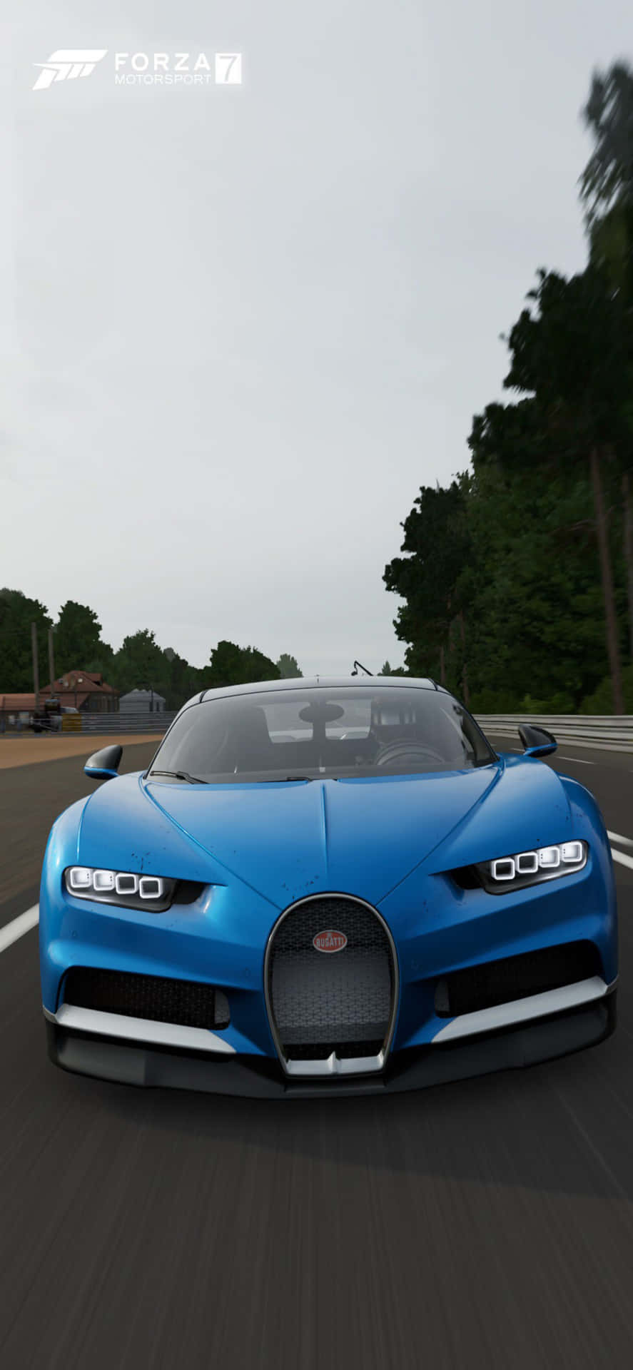 Fondode Pantalla De Un Iphone X Con El Bugatti Chiron Azul En Forza Motorsport 7.