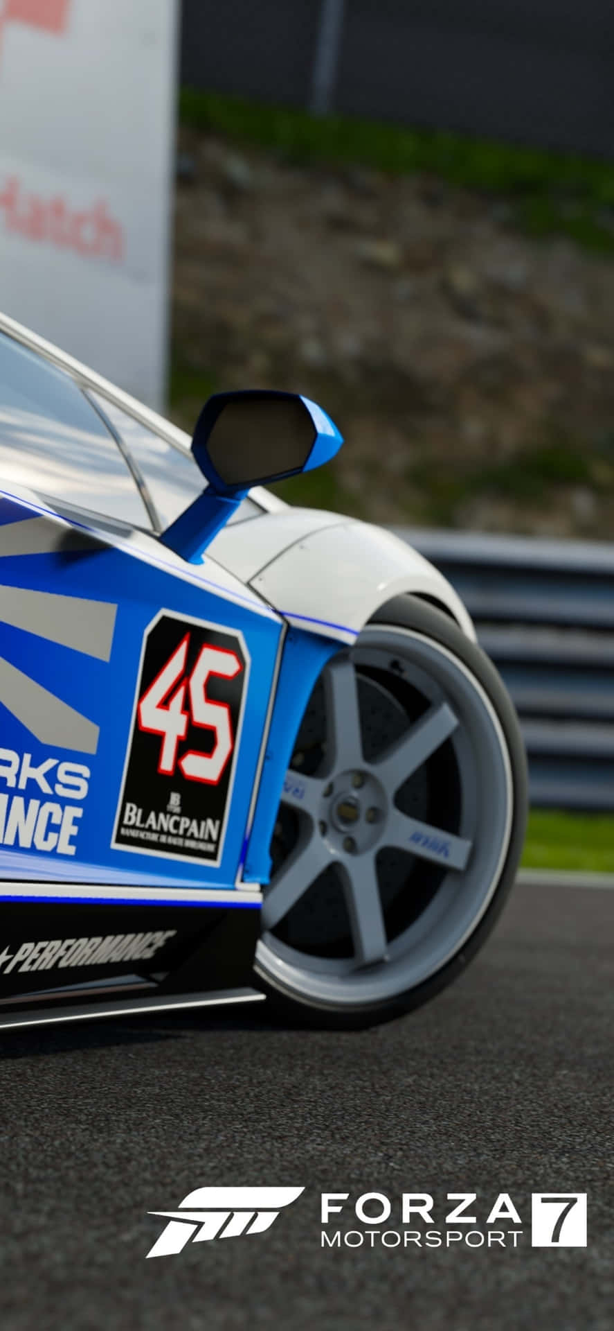 Fondode Pantalla De Forza Motorsport 7 Para Iphone X De Coche Blanco Y Azul.