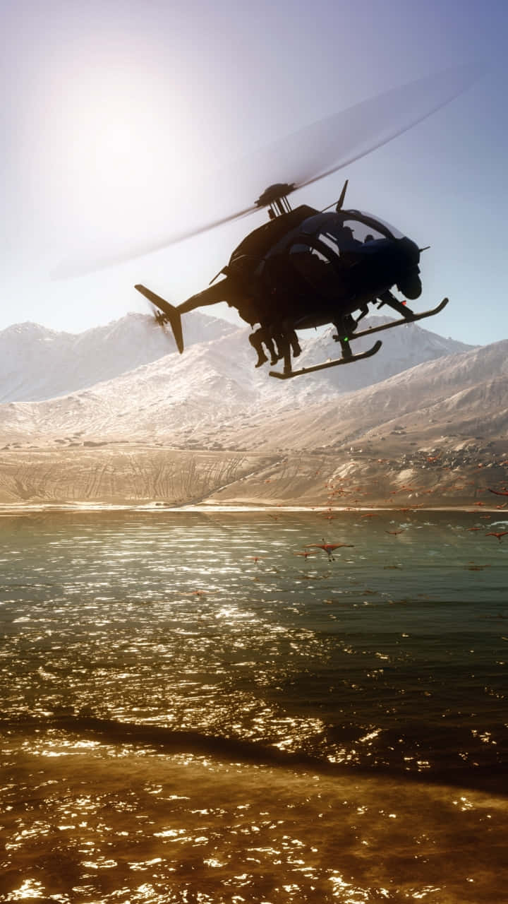 Helikoptersilhouette Iphone X Hintergrund Ghost Recon Wildlands Videospiel