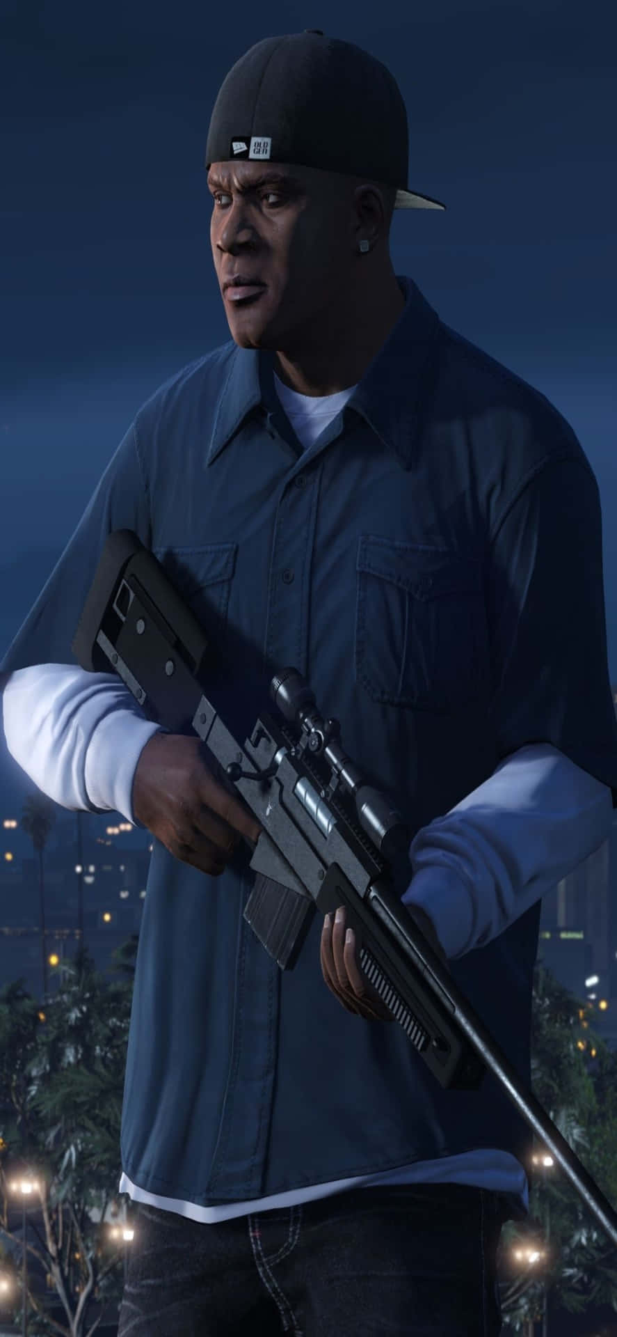 Sfondoiphone X Grand Theft Auto V Con Franklin E L'arma.
