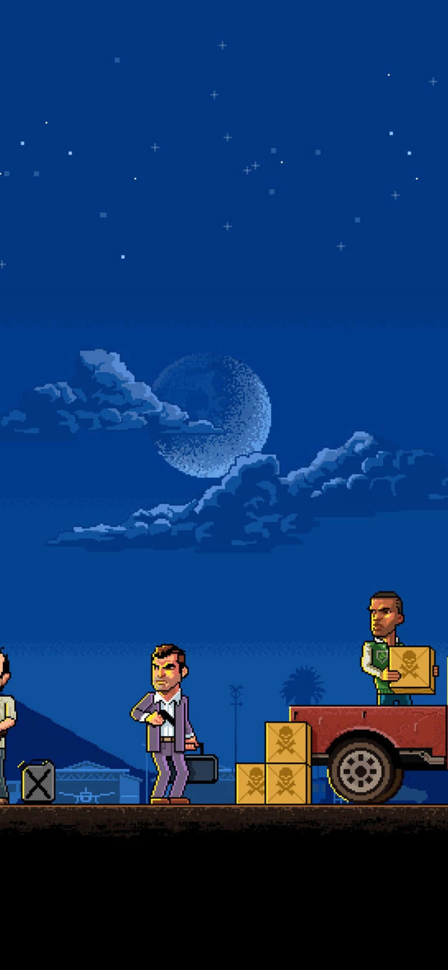 Sfondoper Iphone X Di Grand Theft Auto V In Stile Pixel Art.