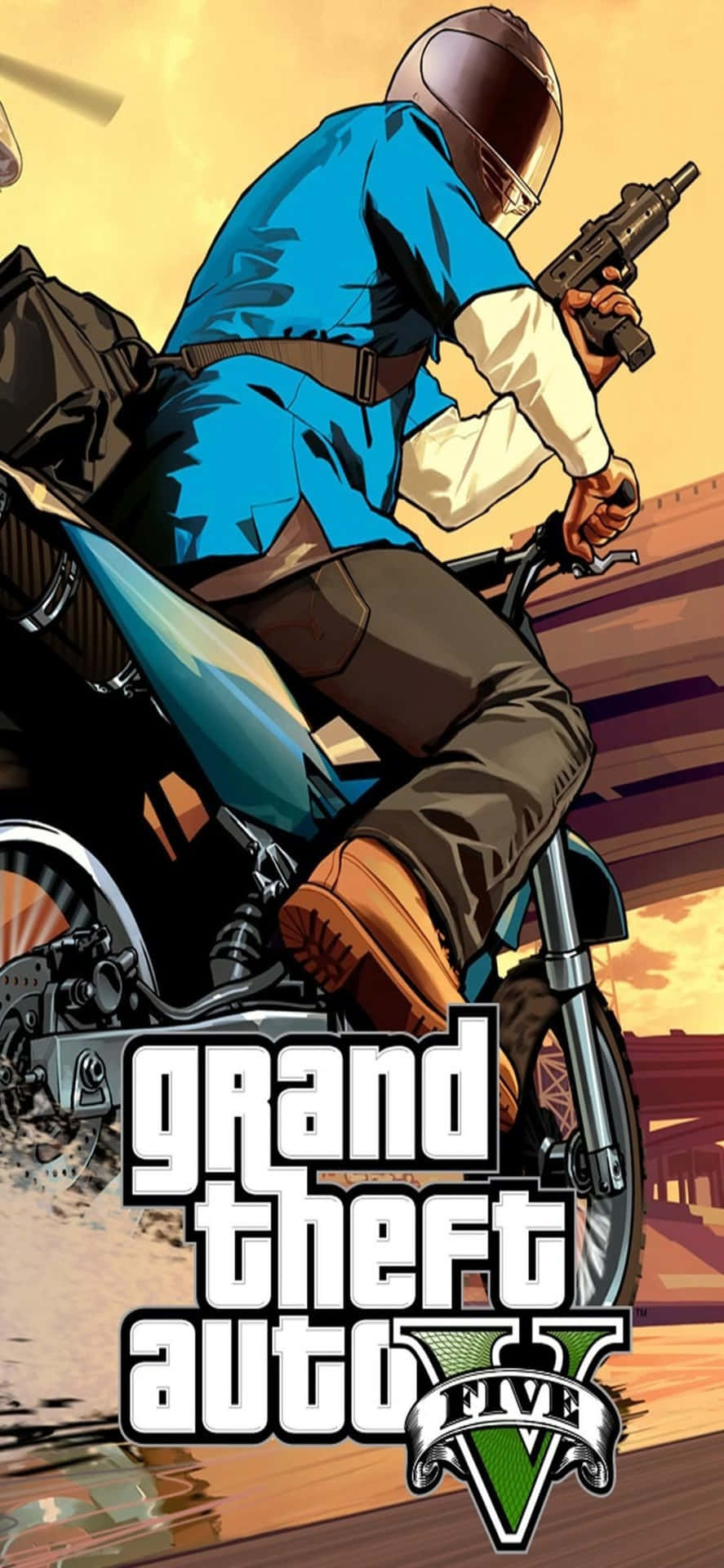 Iphonex Bakgrundsbild För Grand Theft Auto V & Motorcykel.