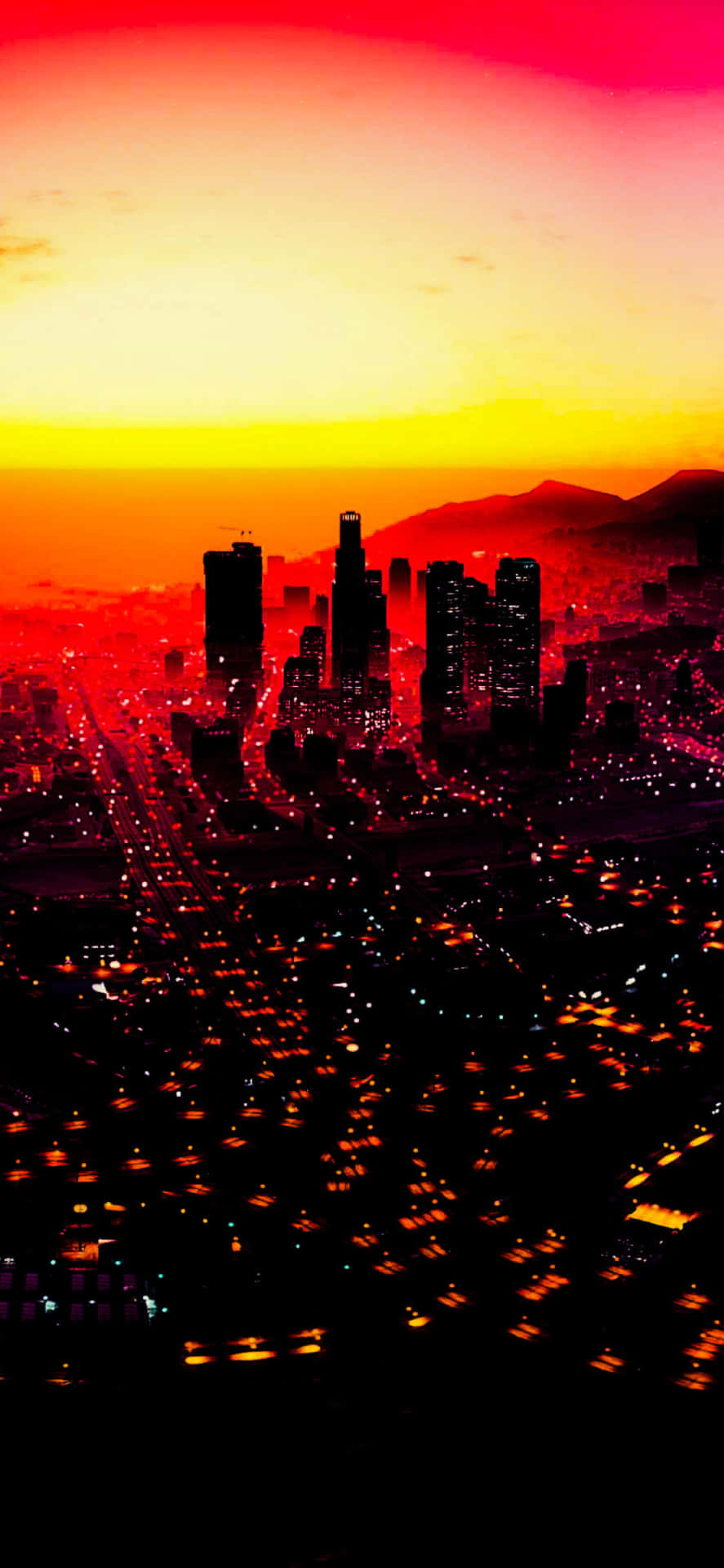Iphonex Bakgrundsbild Med Grand Theft Auto V: Röd Solnedgång.