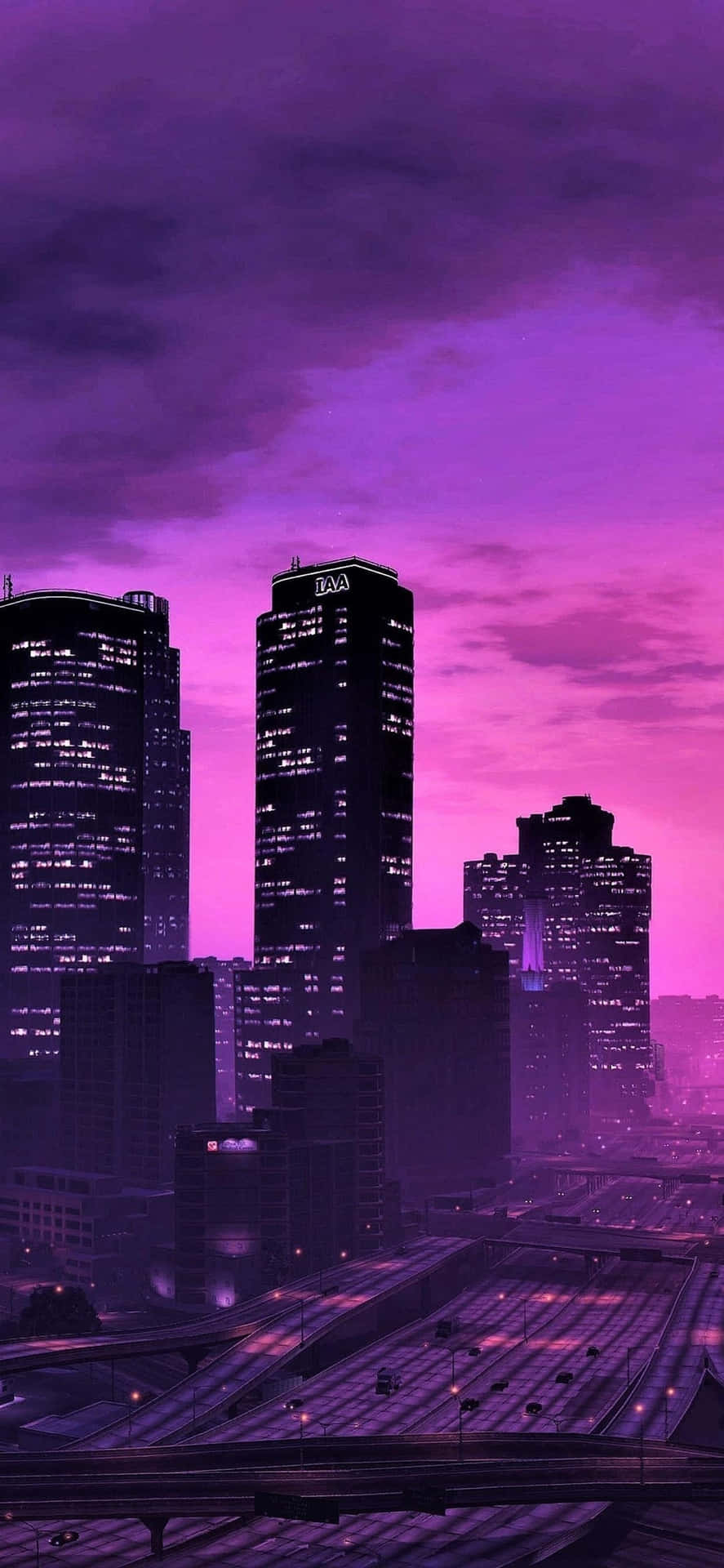 Iphonex Bakgrundsbild Med Grand Theft Auto V & Night City.