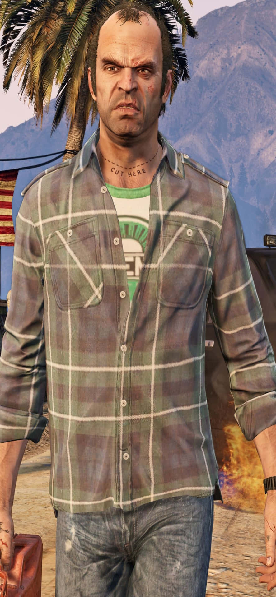 Sfondoper Iphone X Di Grand Theft Auto V Con Trevor In Maglietta Polo.