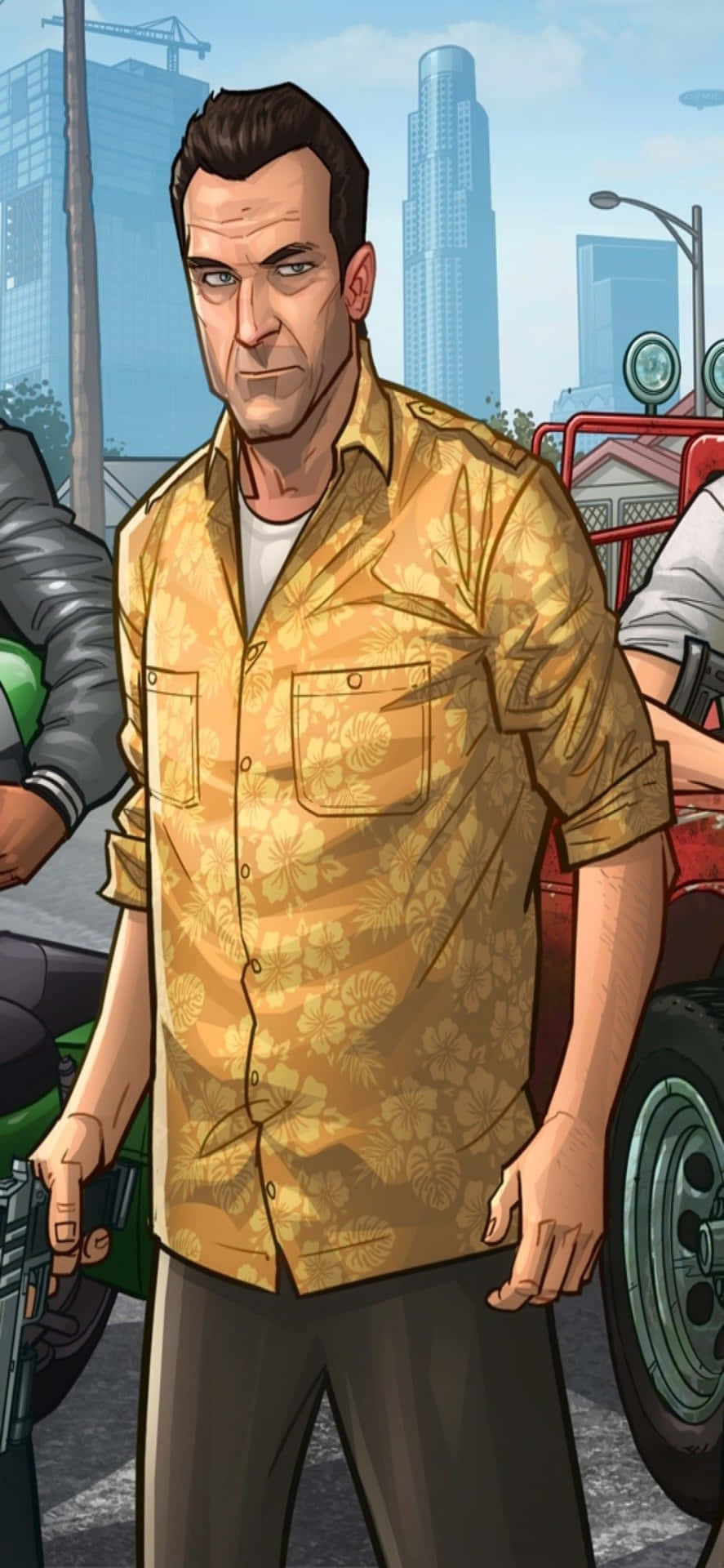 Sfondodi Grand Theft Auto V Con Michael In Polo Su Iphone X.