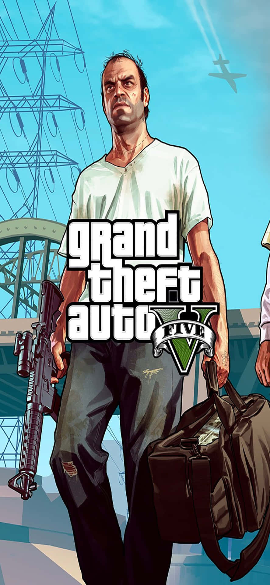 Sfondoper Iphone X Di Grand Theft Auto V Con Trevor E La Borsa.