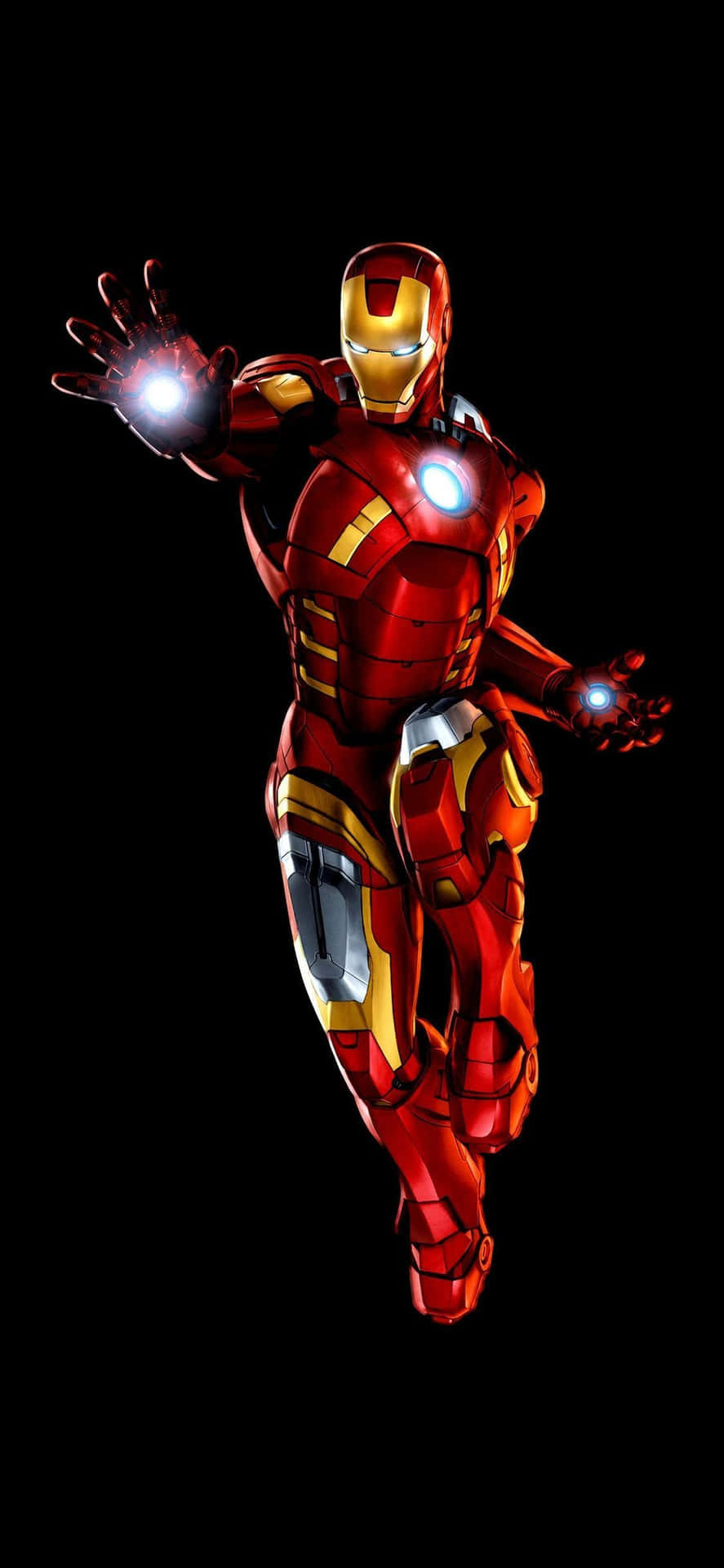 Iphonex Iron Man Hintergrund, Der Mit Seinen Blasterstrahlen Zeigt.
