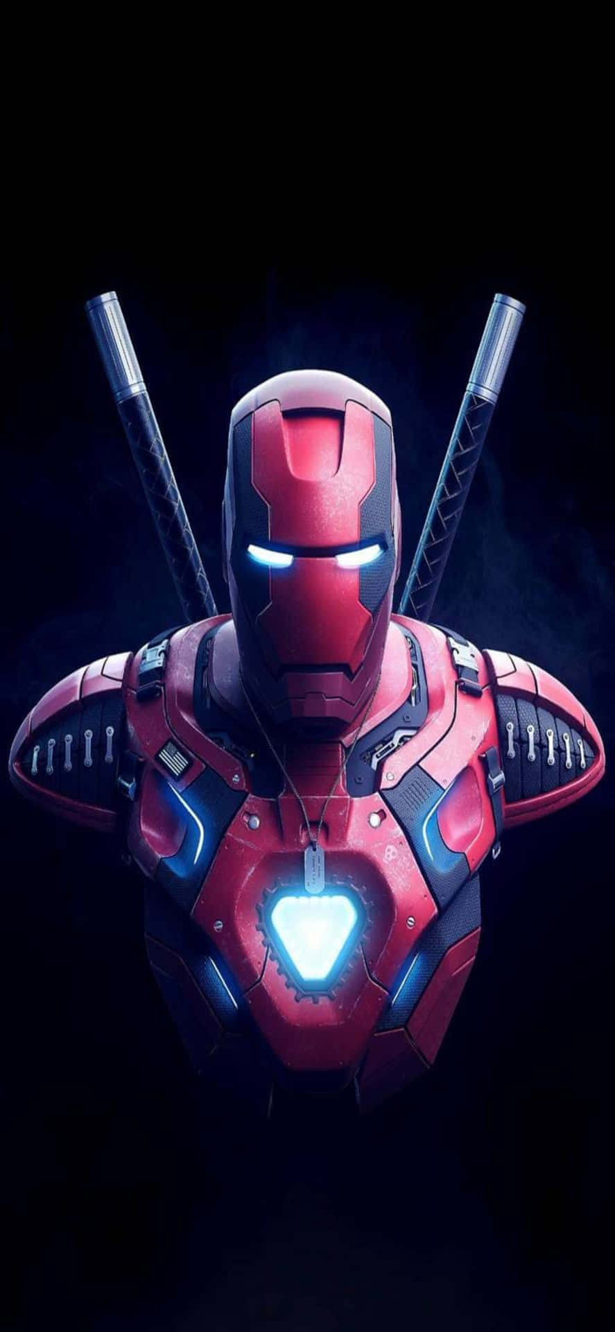 Iphone X Iron Man baggrund Iron Man kombineret med Deadpool.