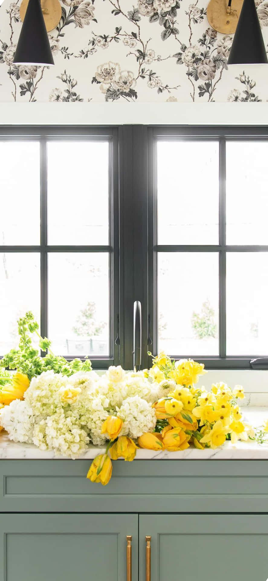 Flower In Counter Iphone X Kitchen Background