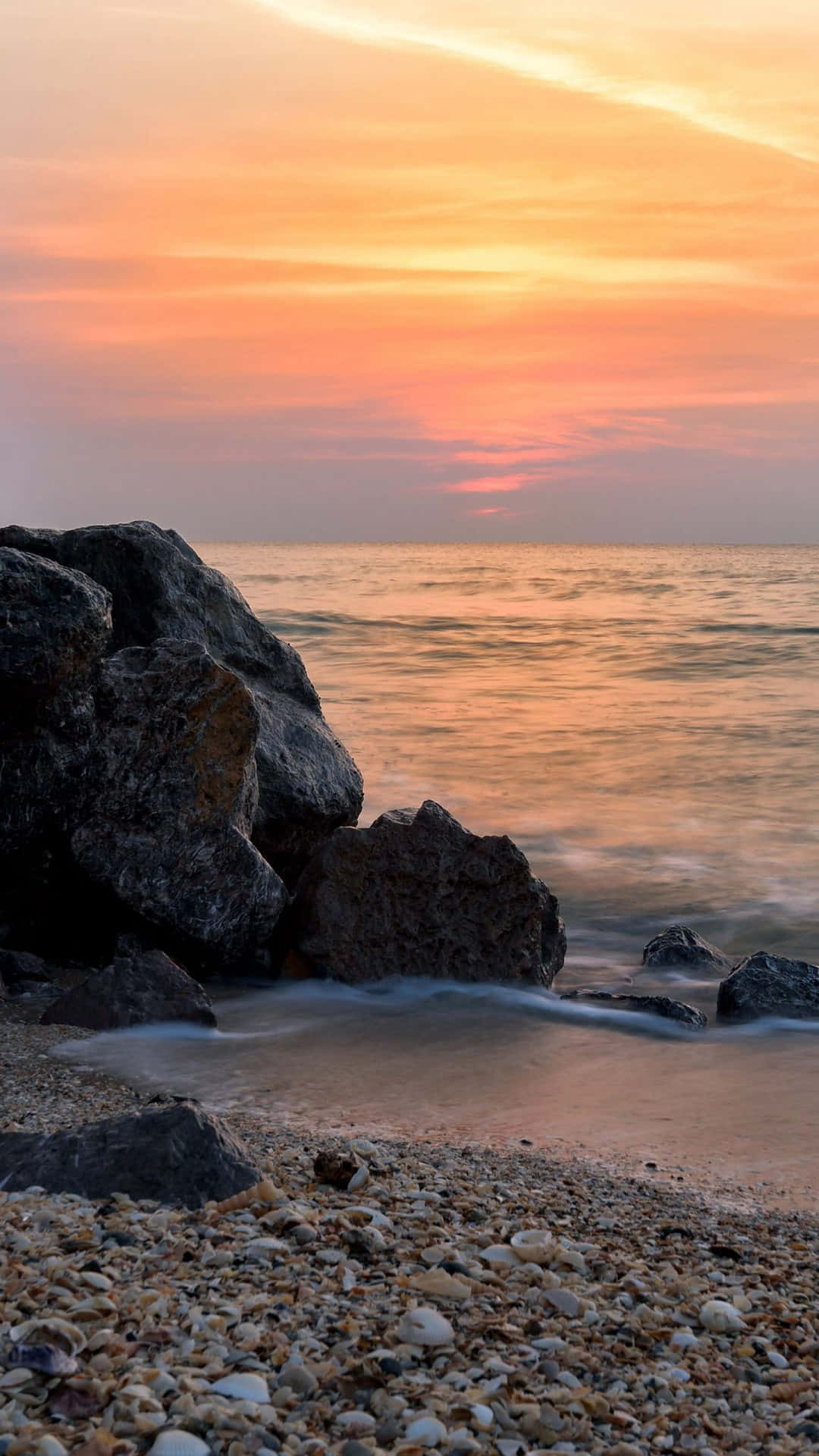 Baggrundsmaleri af solnedgang på kysten af Iphone X Malibu
