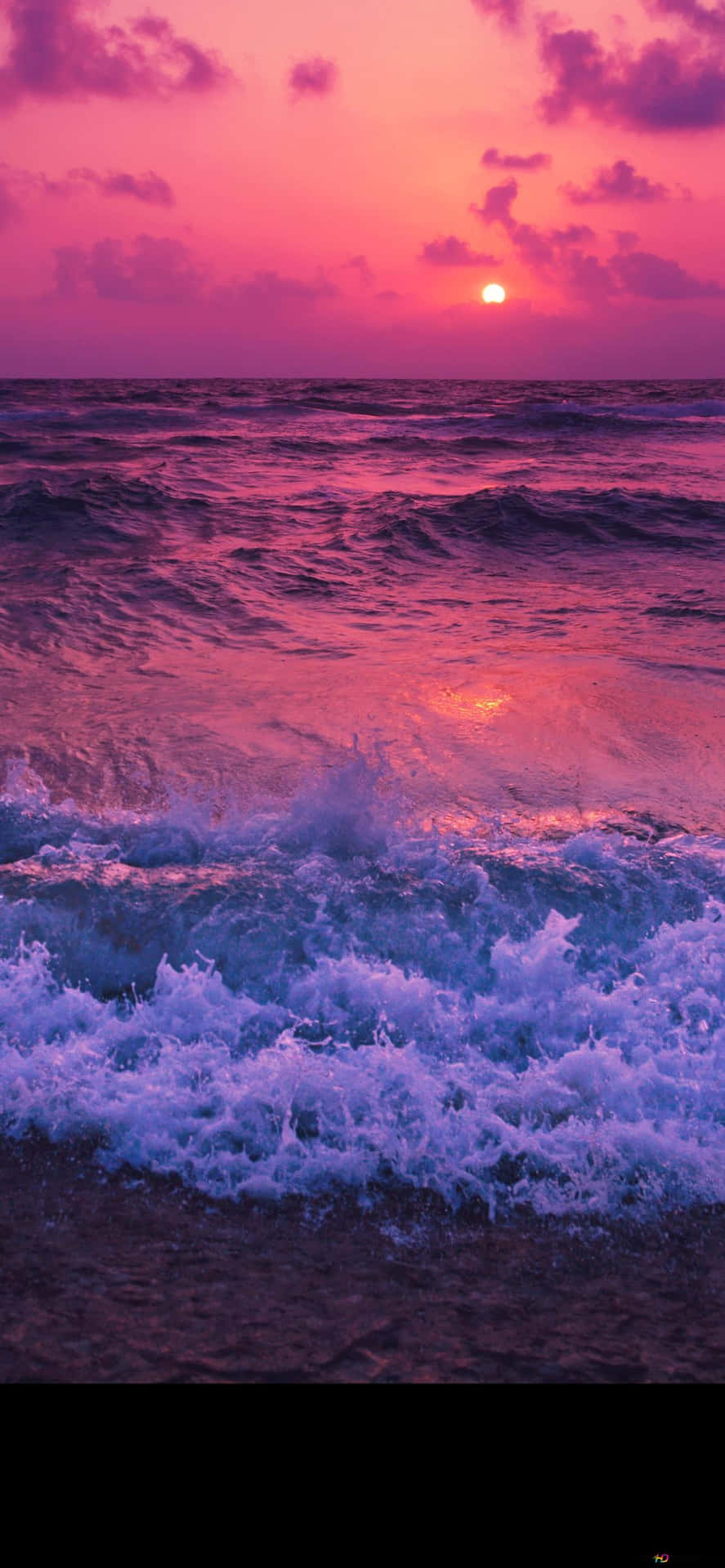 Baggrund af Iphone X Malibu Rød Solnedgang og Bølge