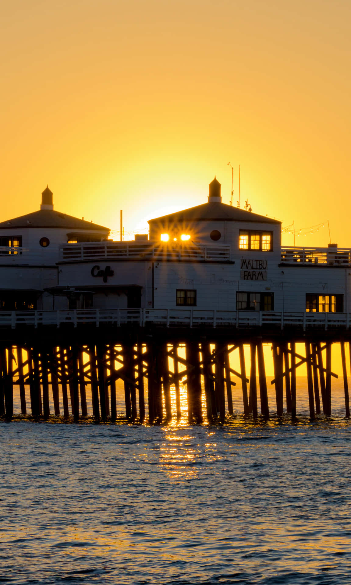 Iphone X Malibu baggrund Malibu Pier solnedgang