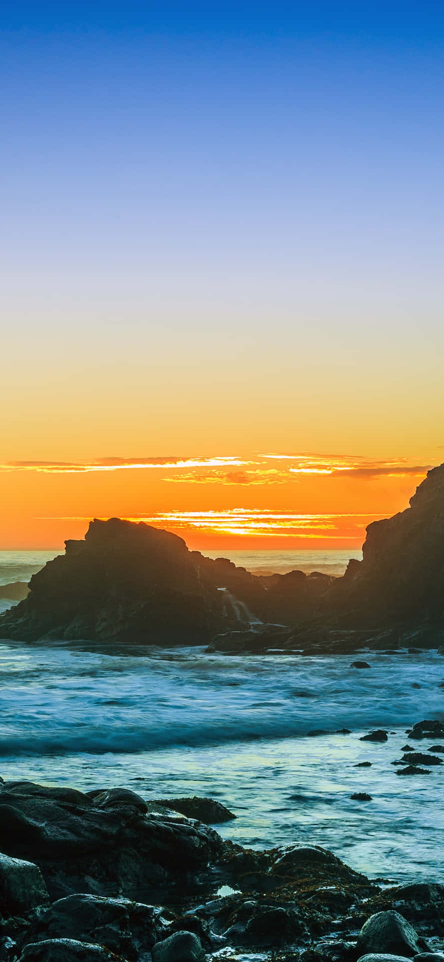 Iphone X Malibu baggrund Blå & Orange himmel.