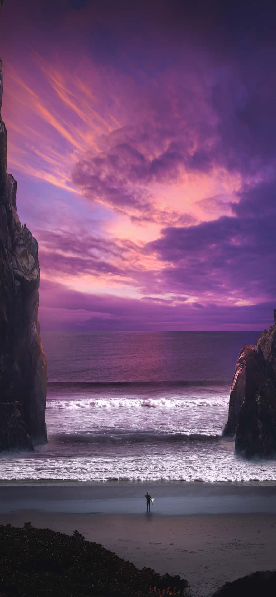 Iphone X Malibu Background Purple Sunset Sky
