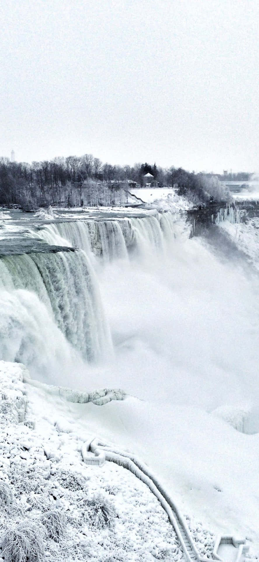 Fondode Pantalla Del Iphone X Con Las Cataratas Del Niagara En Color Blanco.