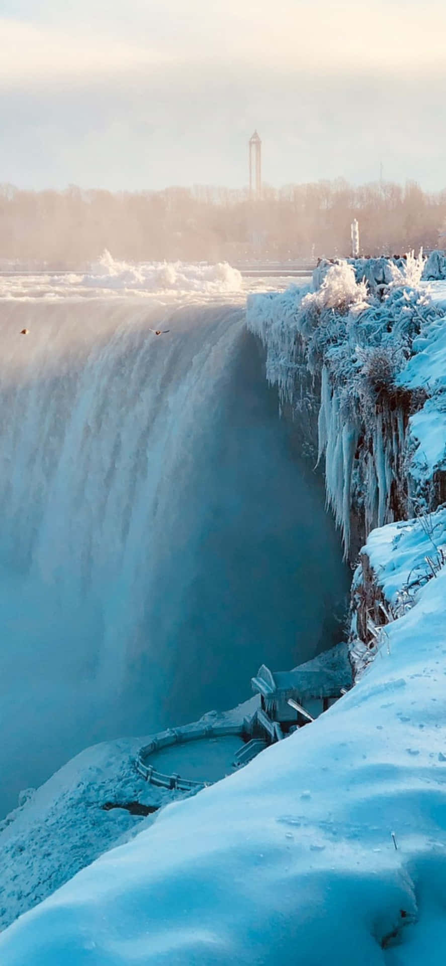 iPhone X Niagara Falls Winter Season Background
