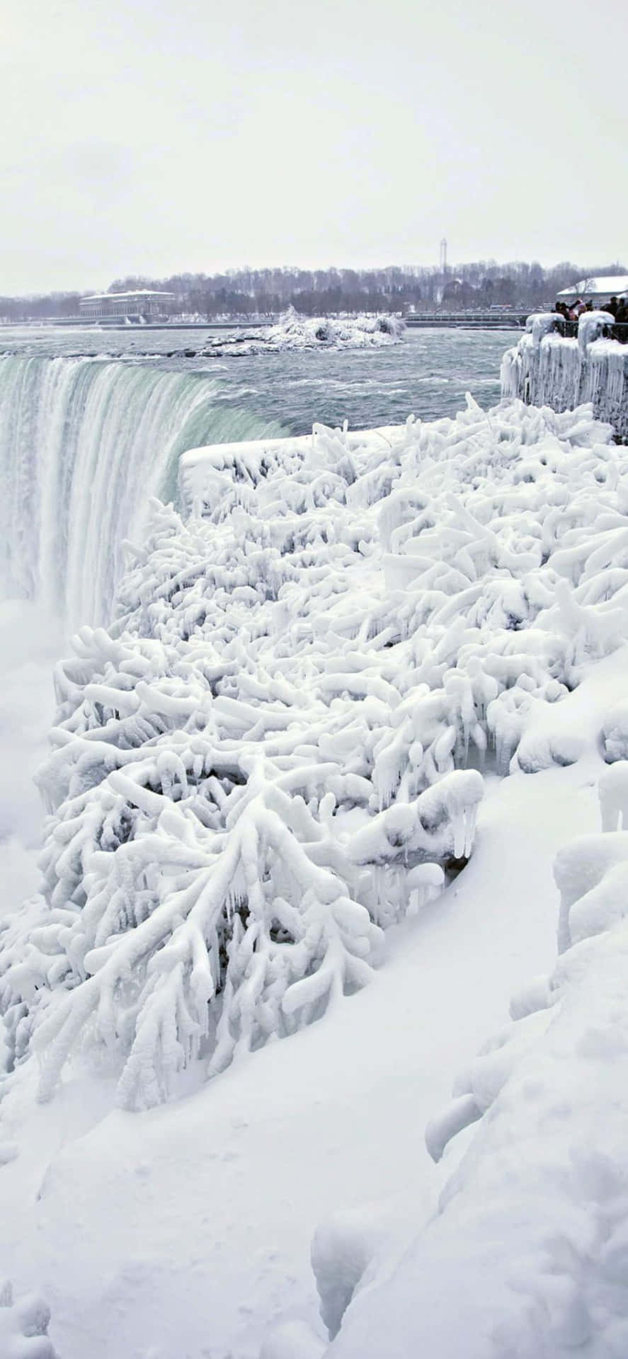 Iphonex Winter Hintergrund Mit Niagarafällen