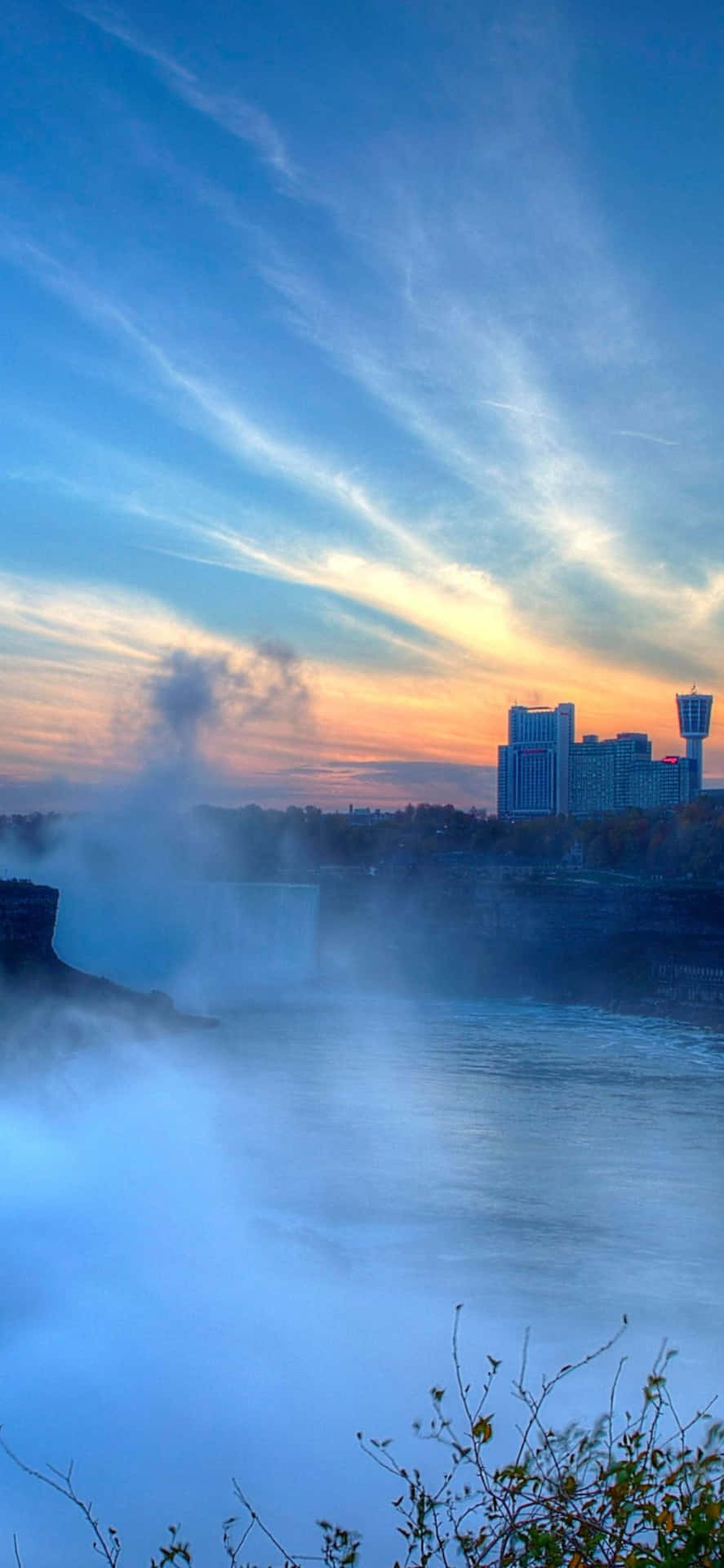 Soluppgångsbakgrundför Iphone X Med Niagara Falls.
